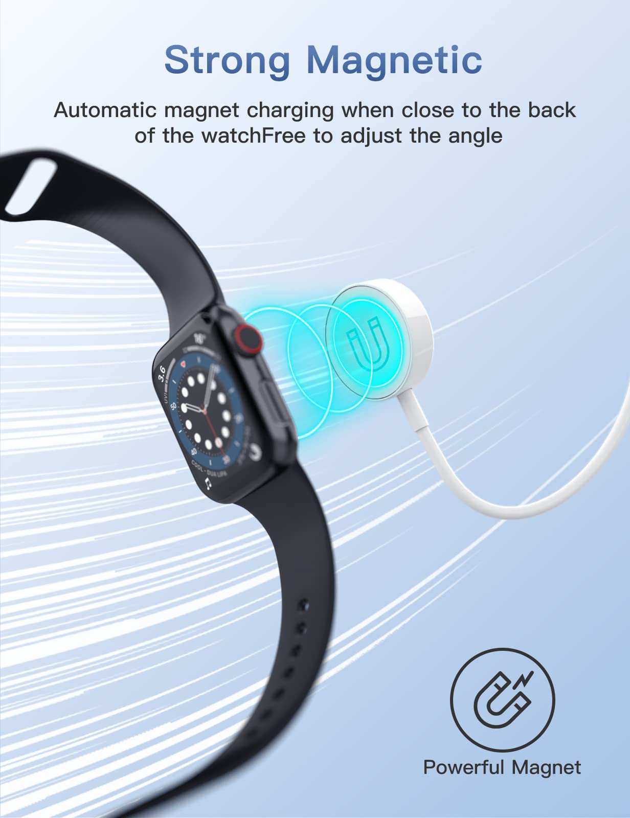 Marchpower Fast Magnetic Wireless Charger for Apple Watch Series SE/7/6/5/4/3/2/1 - Portable 1M Charging Cable Compatible with iPhone - Perfect for Travel, Office and Nightstand Charging