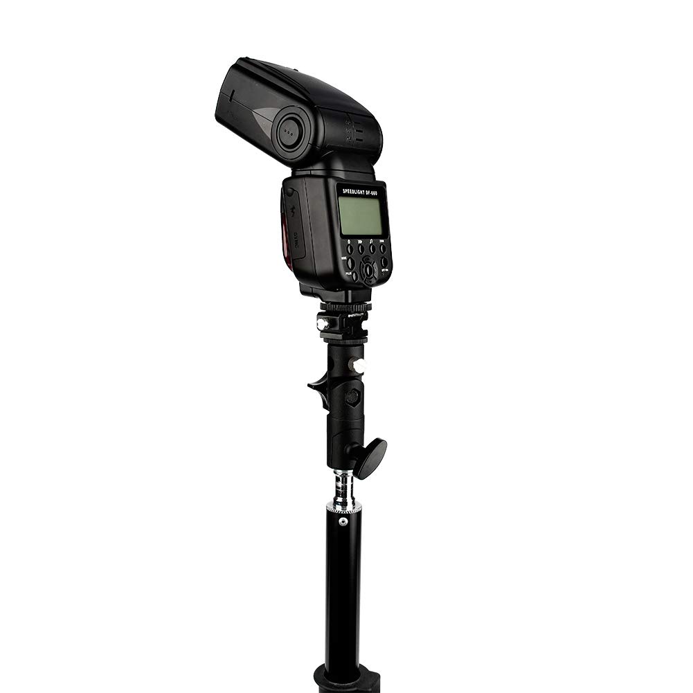 Adjustable Flash Stand Bracket & Shoe Mount - Compatible with 3/8'' Tripod Ball Heads & 5/8'' Light Stands - Perfect for Photography, Videography & Studio Lighting Setups