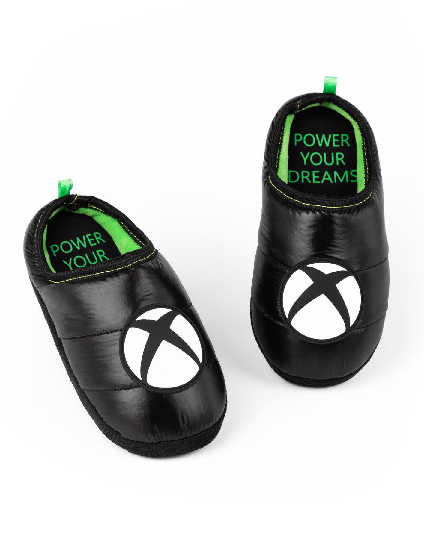 Xbox Slippers for Boys, Kids & Teens - Green & Black Game Console Logo Slippers - Comfortable House Shoes for Gaming & Relaxation at Home