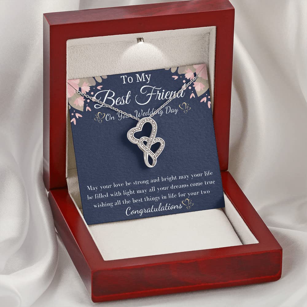 Best Friend to Bride Necklace - Wedding Jewelry Gift with Card for Her Special Day