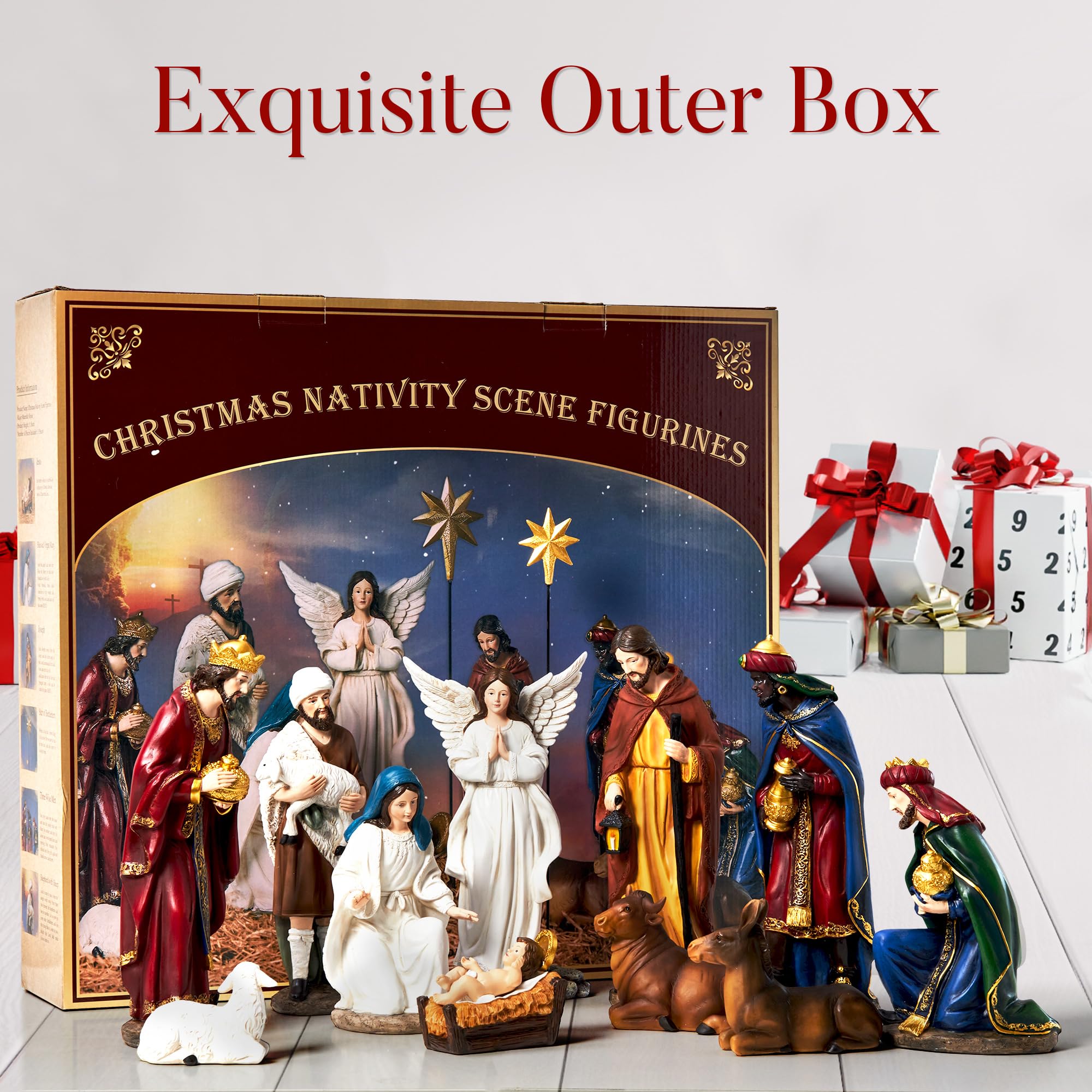 13-Piece Christmas Nativity Set - 11.8 Inch Resin Figurines for Holiday Decor, Tabletop Nativity Scene & Religious Gifts | Perfect for Home, Church & Office Christmas Decorations