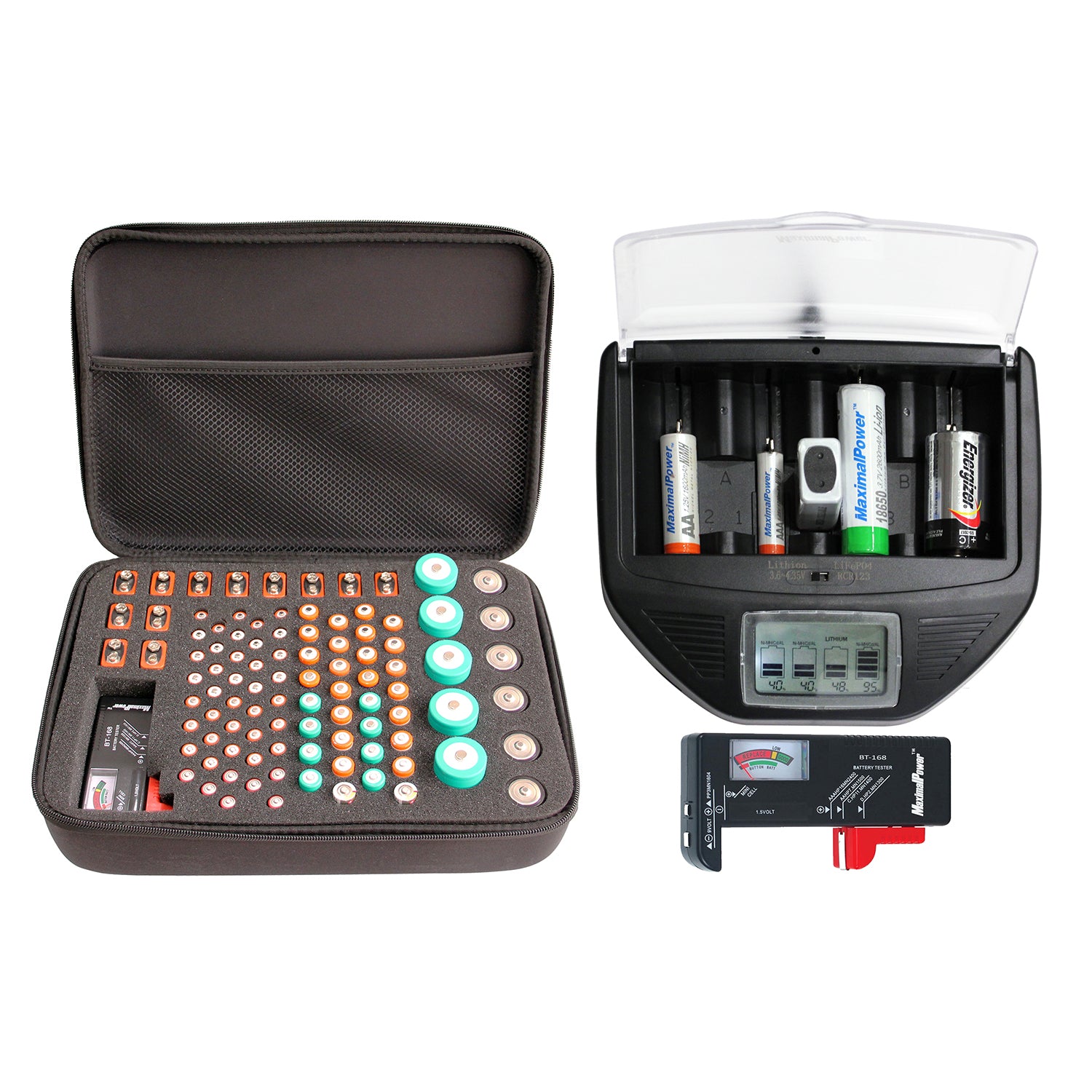 MaximalPower Battery Storage Organizer Case - Holds AA AAA C D 9V Batteries (Batteries Not Included) - Perfect for Home, Office & Emergency Kits