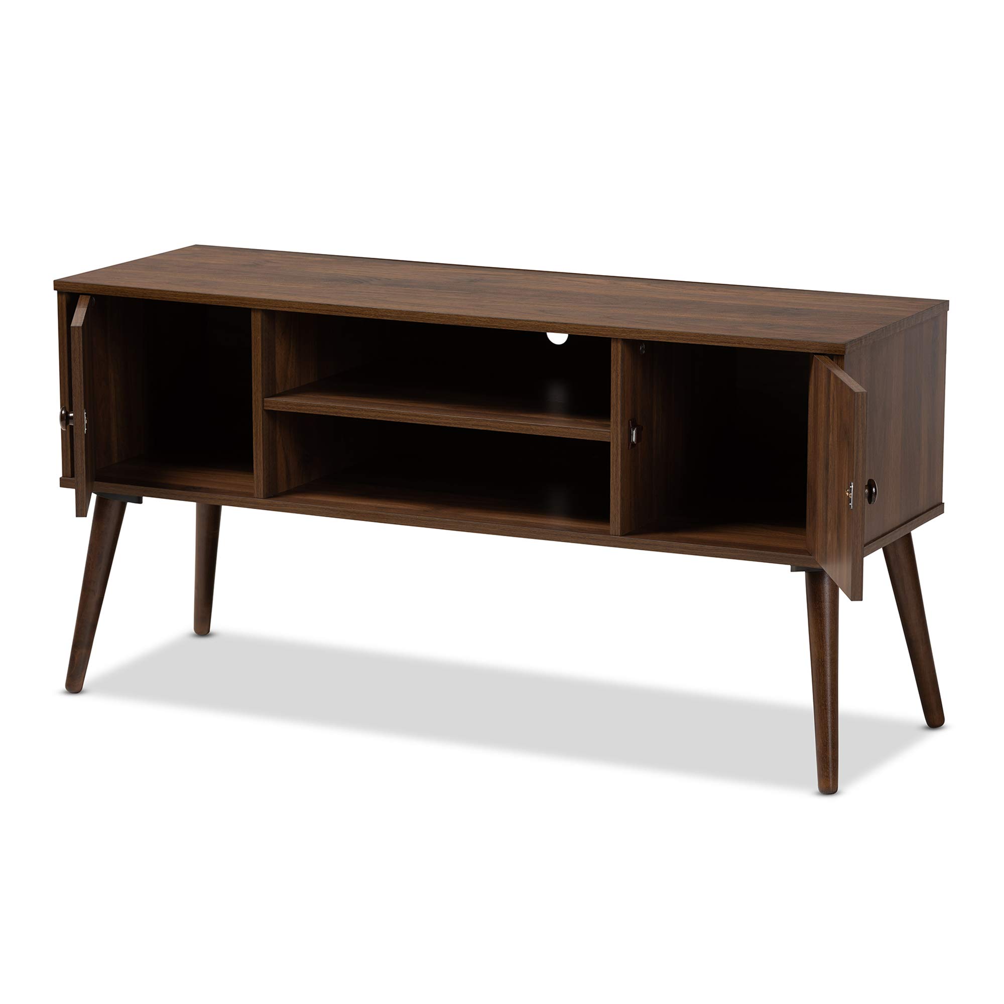 Baxton Studio Modern TV Stand - Walnut Finish, 1 Size - Perfect for Living Room, Bedroom & Home Theater Setup