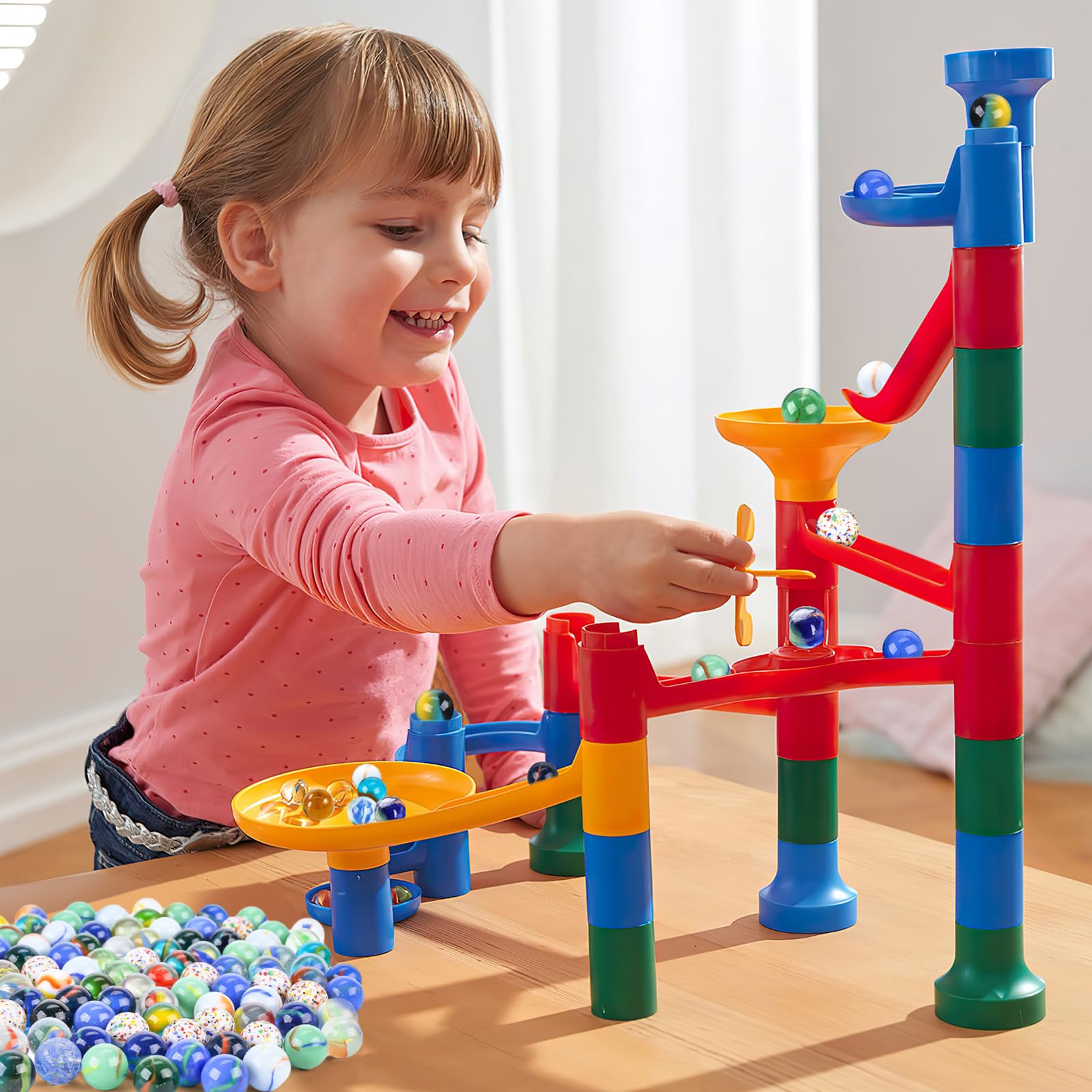 POPLAY 160PCS Glass Marbles Set - Classic Marble Game for Kids, DIY Crafts, Collection & Home Decor - Perfect for Kids Games, Art Projects, and Vase Fillers