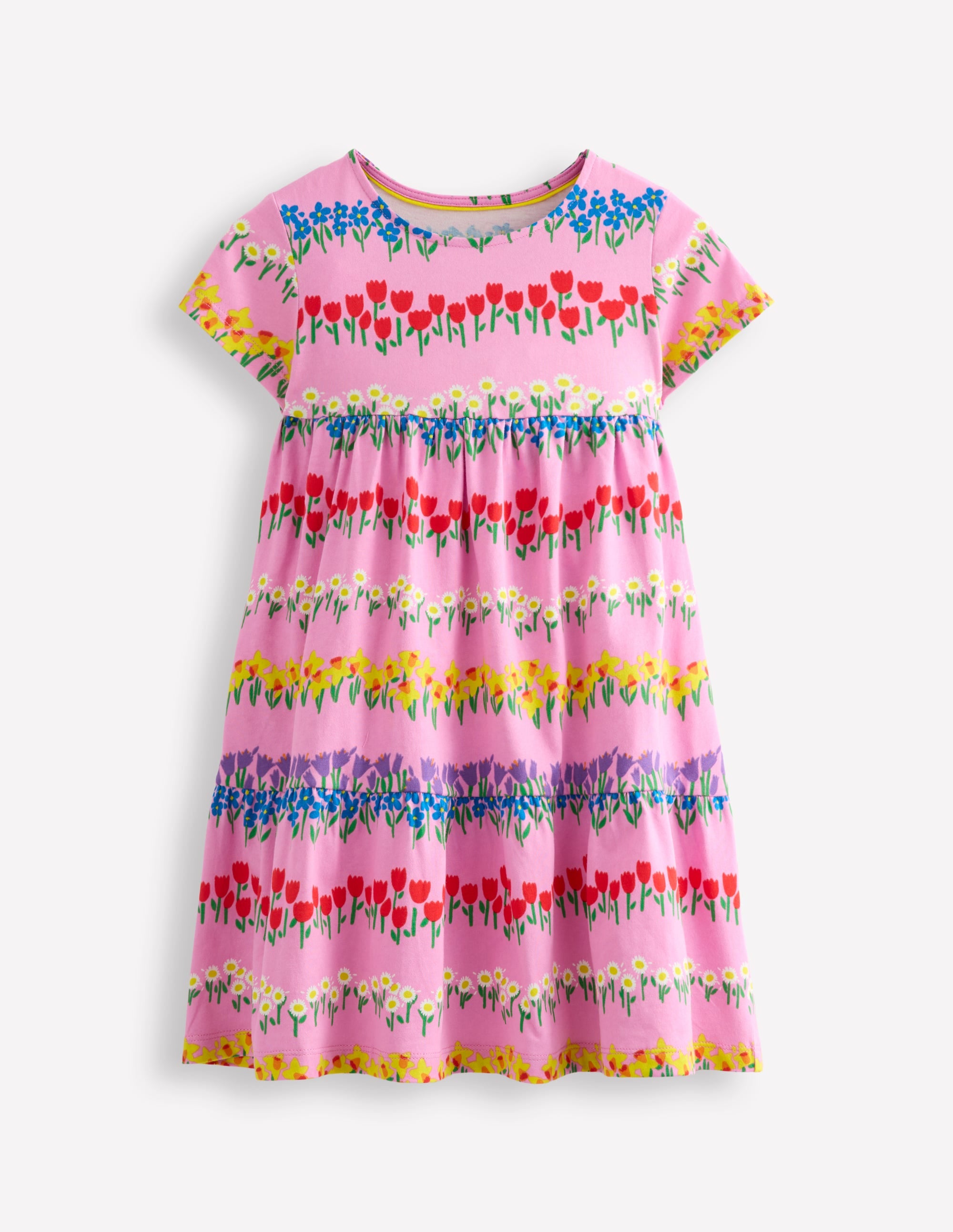 Ariel Twirly Jersey Dress - Cosmos Pink Floral Stripe Summer Dress for Women | Perfect for Beach Vacations, Date Nights & Outdoor Parties