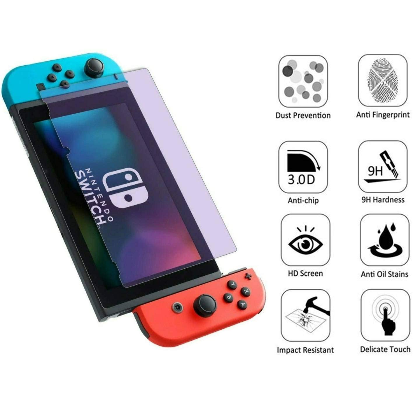 ZenHoo Anti Blue Light Tempered Glass for Nintendo Switch - Eye Protection for Gaming