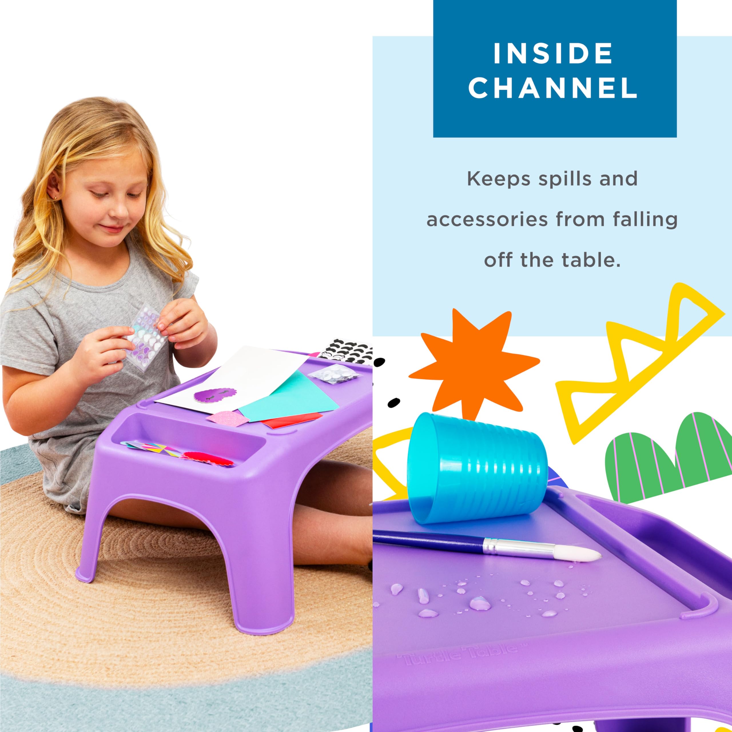 LapGear Turtle Table Kids Activity Lap Desk with Storage Compartments for Snacks, Toys & School Supplies - Purple (Style 20102) | Portable Study & Play Tray for Home, Classroom & Travel