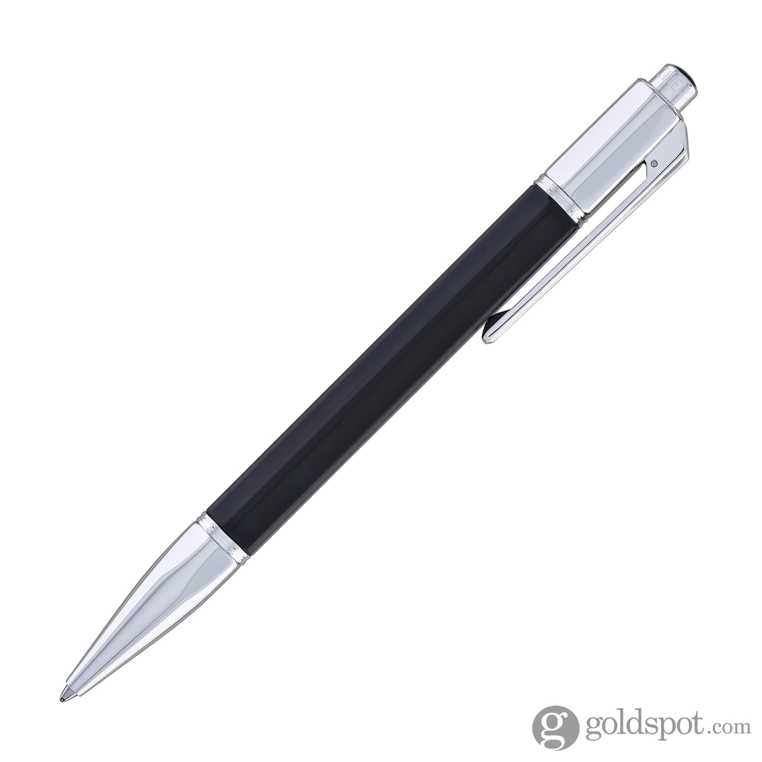 Luxury Caran d'Ache Varius Ebony Wood Ballpoint Pen with Silver Plated & Rhodium Coating - Premium Writing Instrument for Business Professionals, Gifts & Collectors