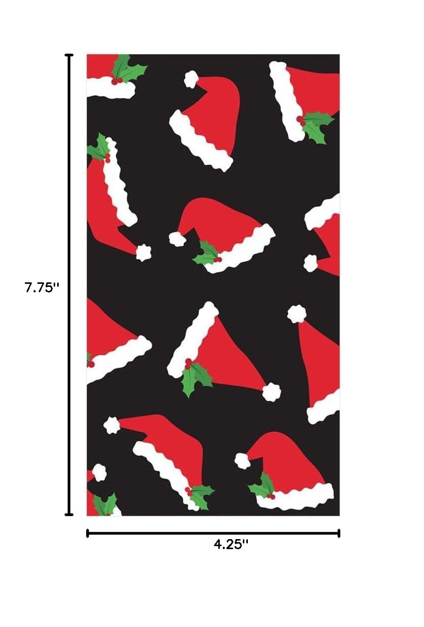 Caspari Santa Hat Toss Paper Guest Towel Napkins in Black - 2 Packs of 15 | Holiday Party Dinner Table Decorations & Christmas Entertaining Essentials