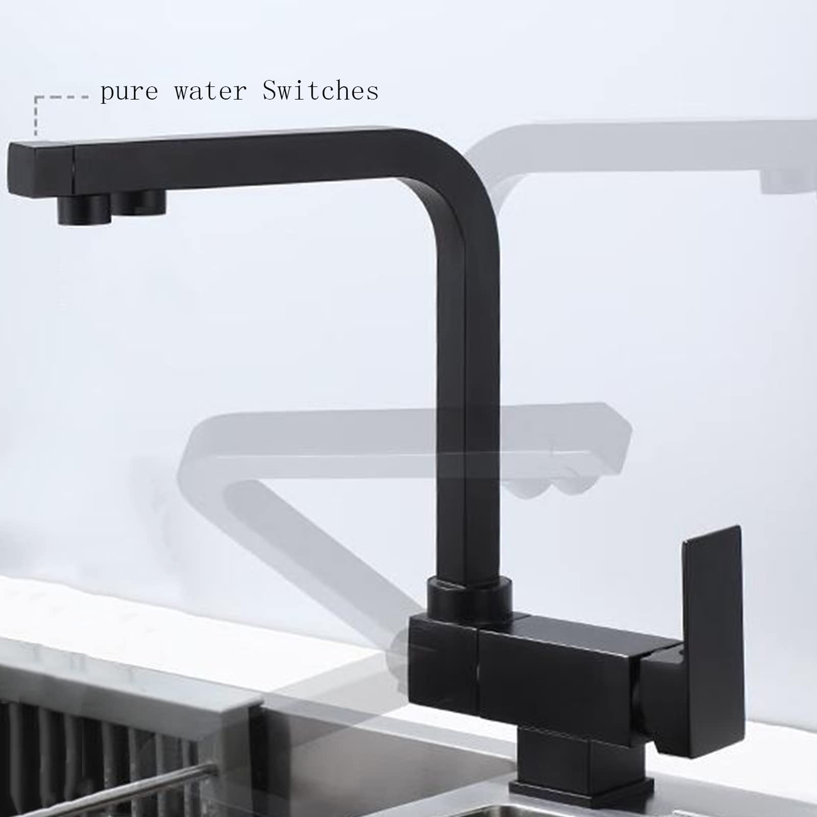 3-in-1 Black Brass Folding Kitchen Faucet with 3-Way Sprayer - High Pressure Pull Down Spray Sink Faucet for Modern Kitchen, Dish Washing & Food Prep