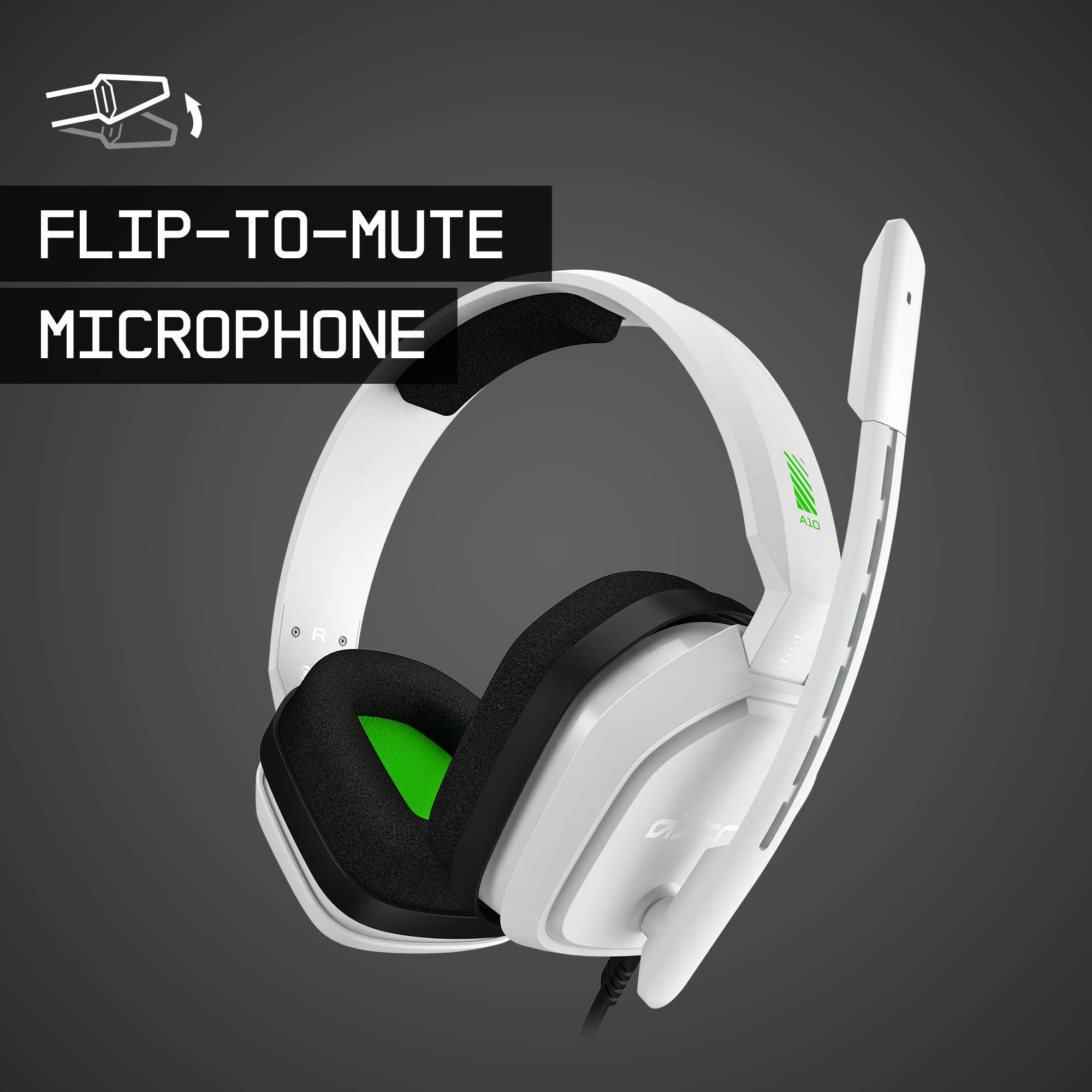 ASTRO Gaming A10 Wired Gaming Headset - Lightweight, Durable Headphones with 3.5mm Audio Jack for Xbox Series X|S, Xbox One, PS5, PS4, Nintendo Switch, PC & Mac (White/Green) - Perfect for Competitive Gaming & Long Sessions