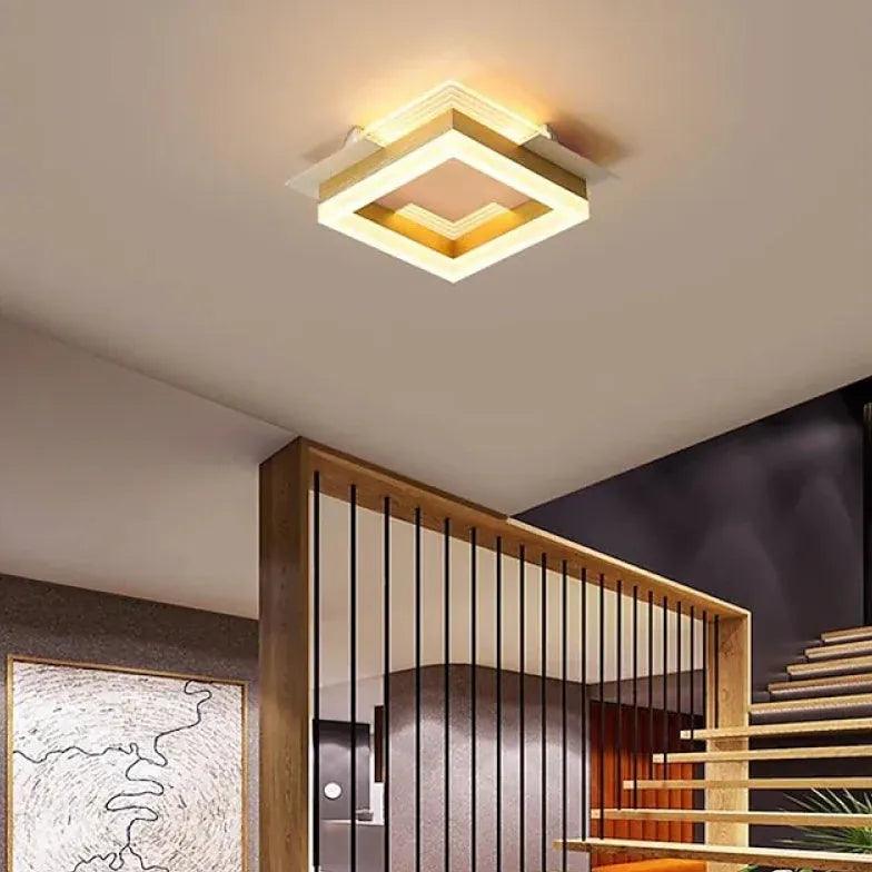 Modern Square Gold Ceiling Light for Hallway - Elegant Corridor Lighting Fixture for Home & Office Decoration