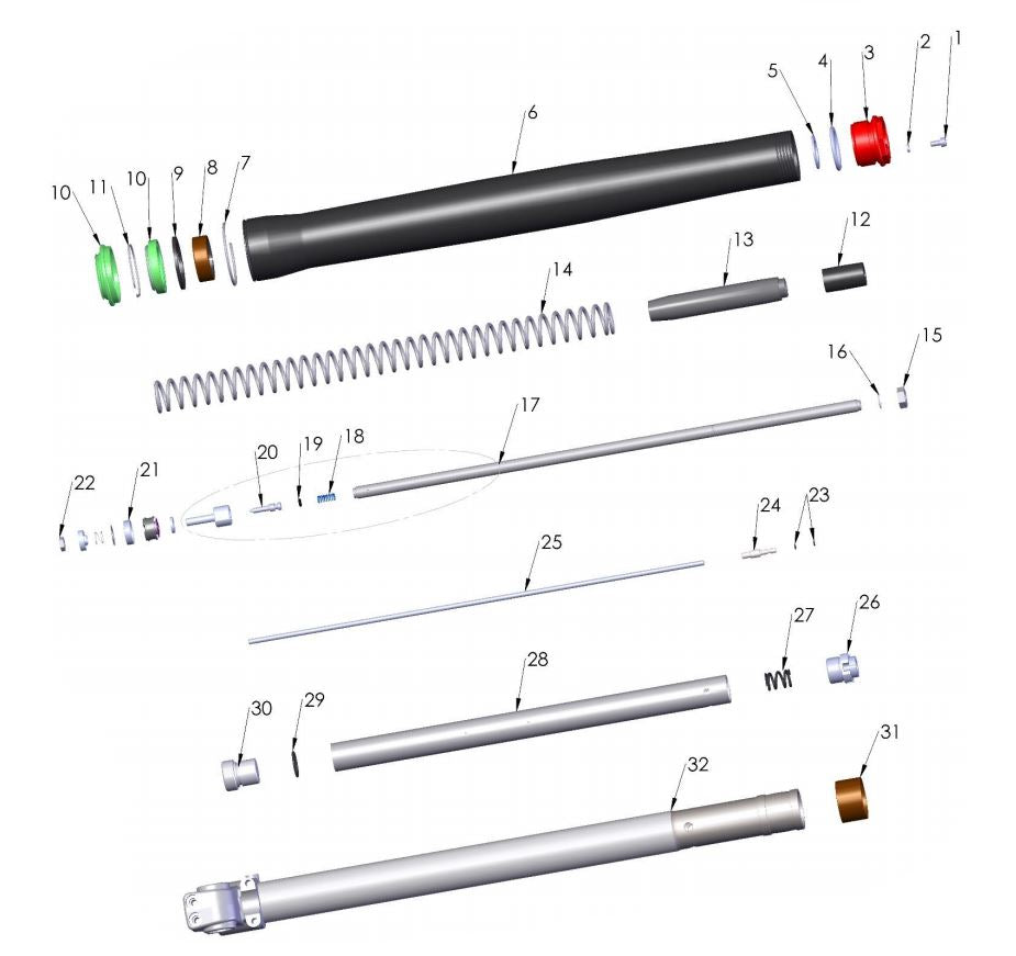 32mm JR/P3 Spring Fork 0.21 KG/mm - High Performance Motorcycle Suspension Upgrade for Off-Road & Track Racing