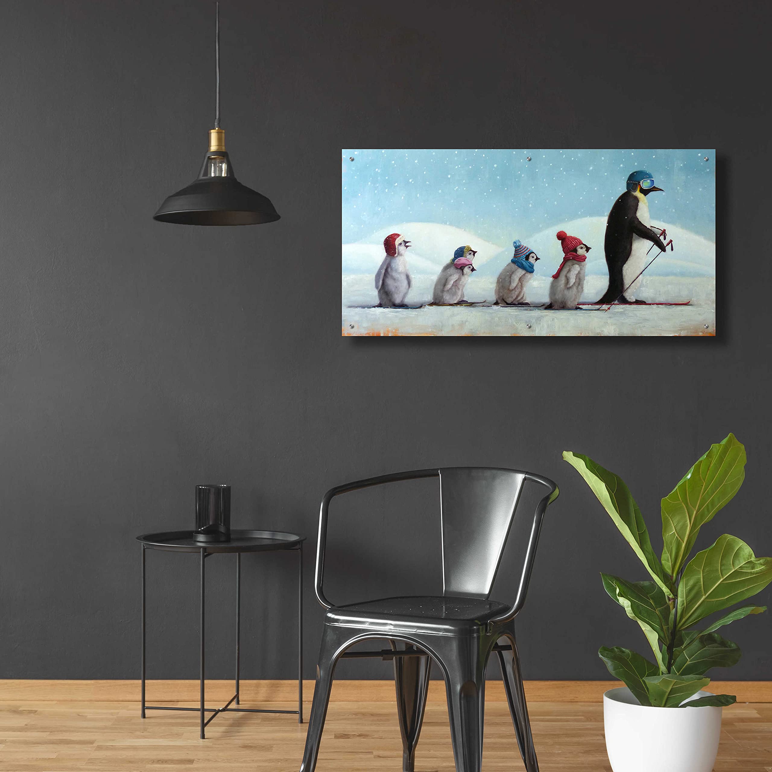 Lucia Heffernan 'Ski School' Acrylic Glass Wall Art - 48x24 Inches Modern Painting for Living Room, Bedroom & Office Decor | Winter Sports Theme Artwork