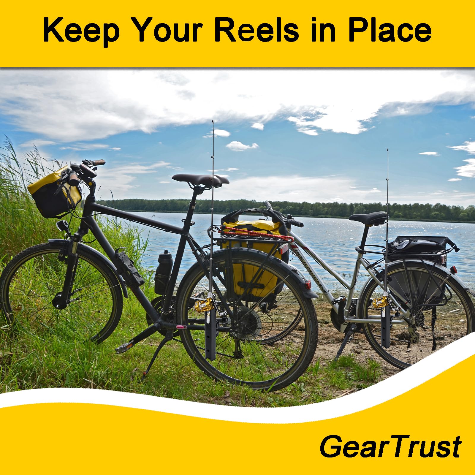 Rotatable Fishing Rod Holder for Bike - Adjustable Pole Mount Clamp for Beach, Car, ATV, Boat & Cart - Perfect for Fishing Trips & Outdoor Adventures