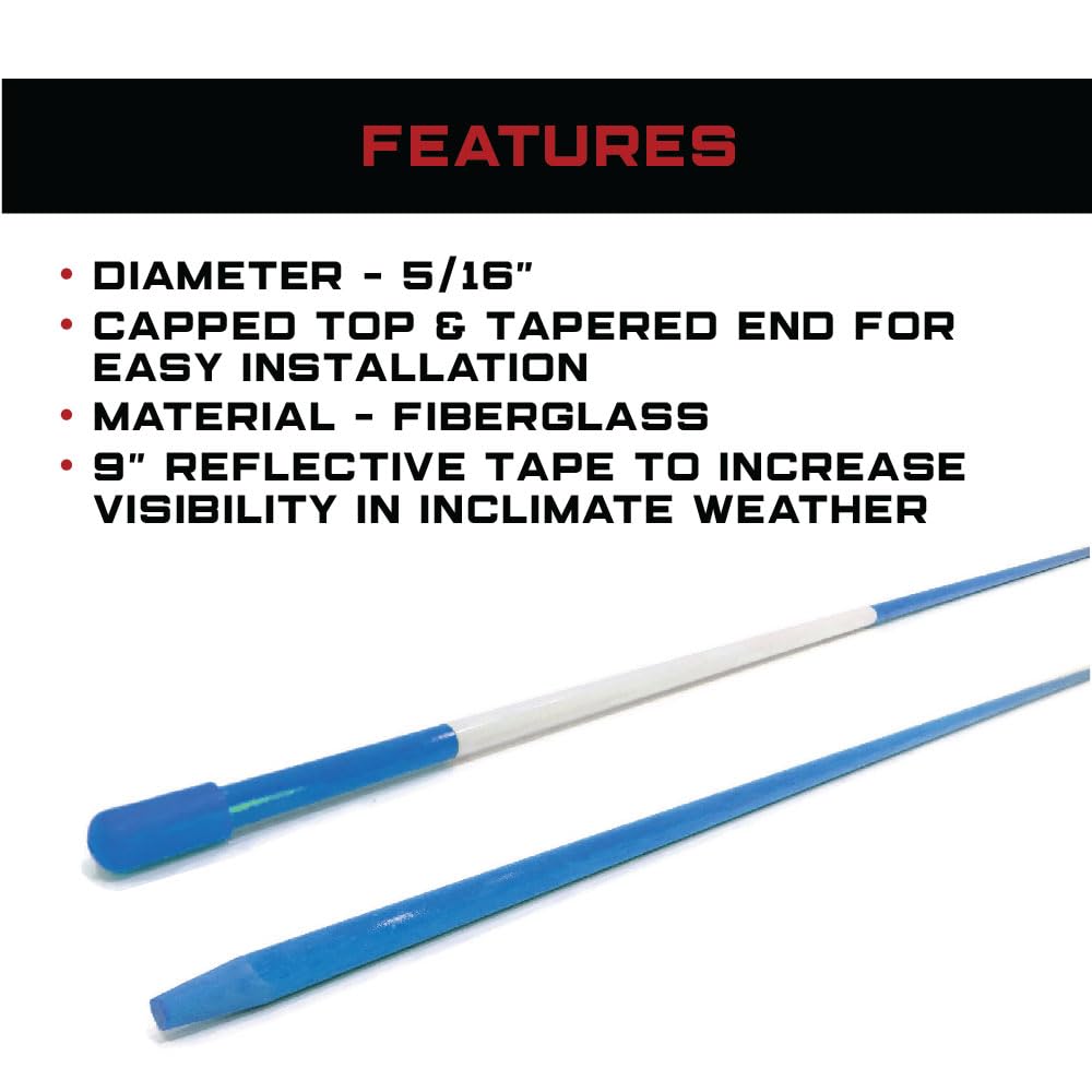 500 Pack 5/16 Inch Blue 48 Inch Reflective Driveway Markers - Heavy Duty Snow Stakes for Driveways, Parking Lots, Walkways & Sidewalks - Perfect for Winter Snow Plowing & Road Safety Visibility