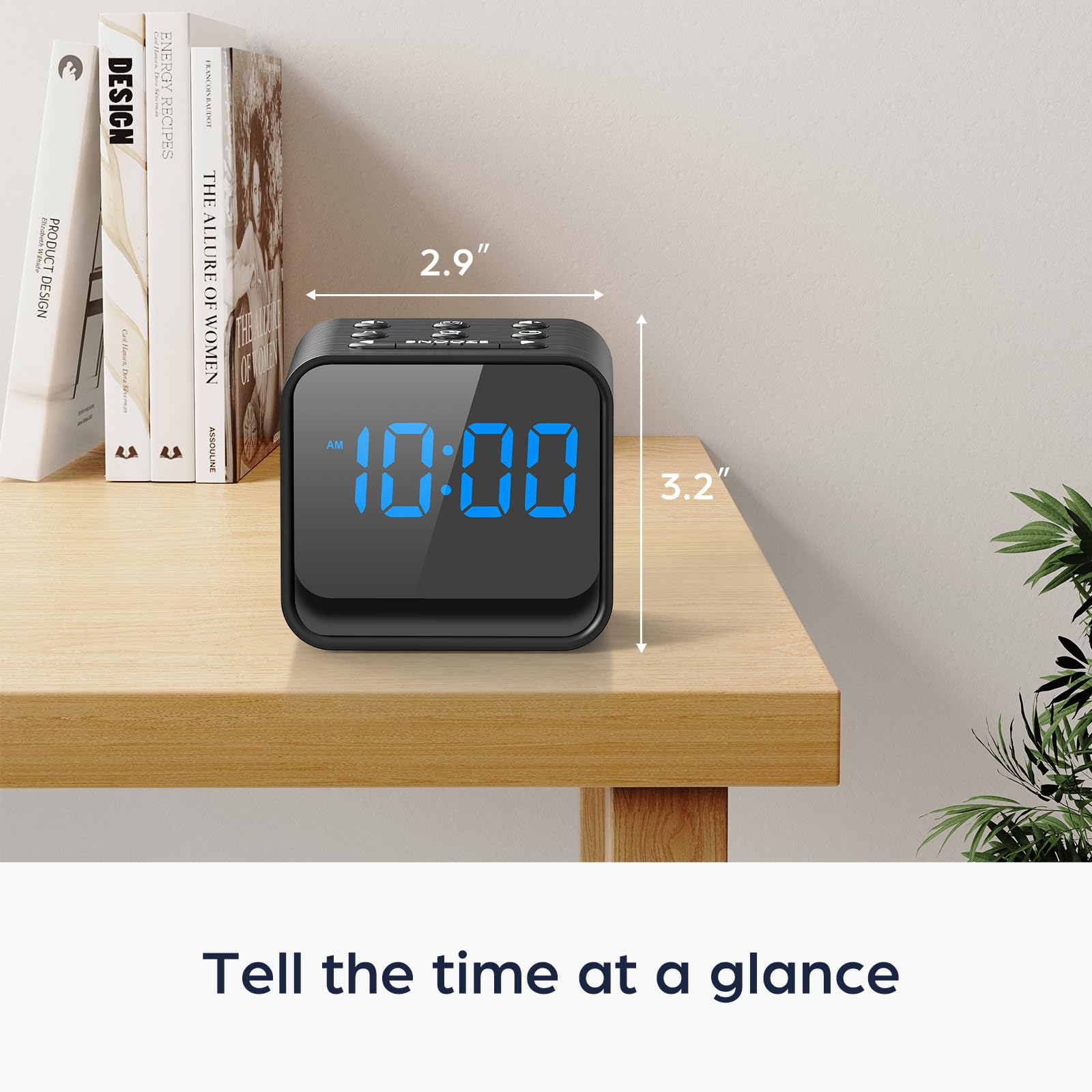 HOUSBAY Wooden Alarm Clock with Dimmable Display - Sleep-Friendly LED Night Light, FM Radio & Gentle Wake-Up Alarm - Perfect for Bedroom, Office and Gift Giving
