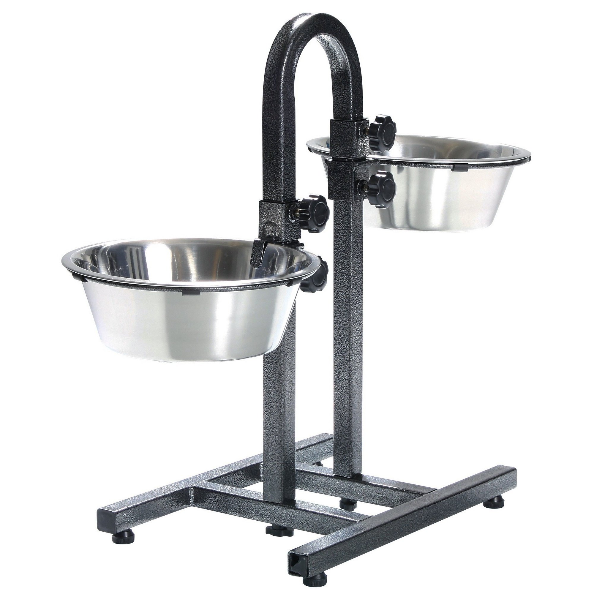Trixie 2497 Adjustable Height Dog Bowl Stand - 2 x 2.8L Stainless Steel Bowls (24cm Diameter) - Perfect for Large Breed Dogs & Elderly Pets with Neck Pain