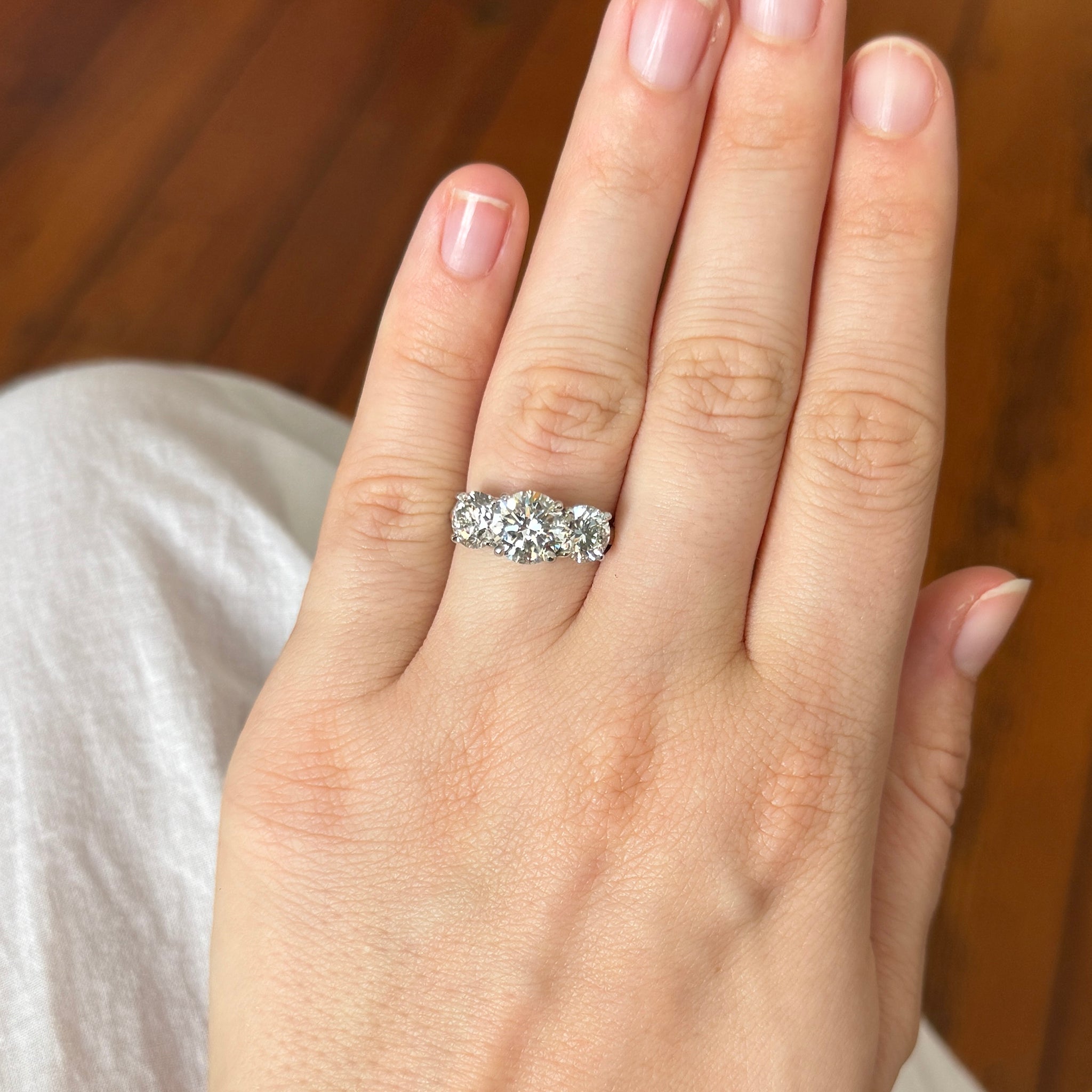4ctw Round Brilliant Cut Diamond Three Stone Platinum Engagement Ring for Women - Perfect for Proposals, Anniversaries & Wedding Bands