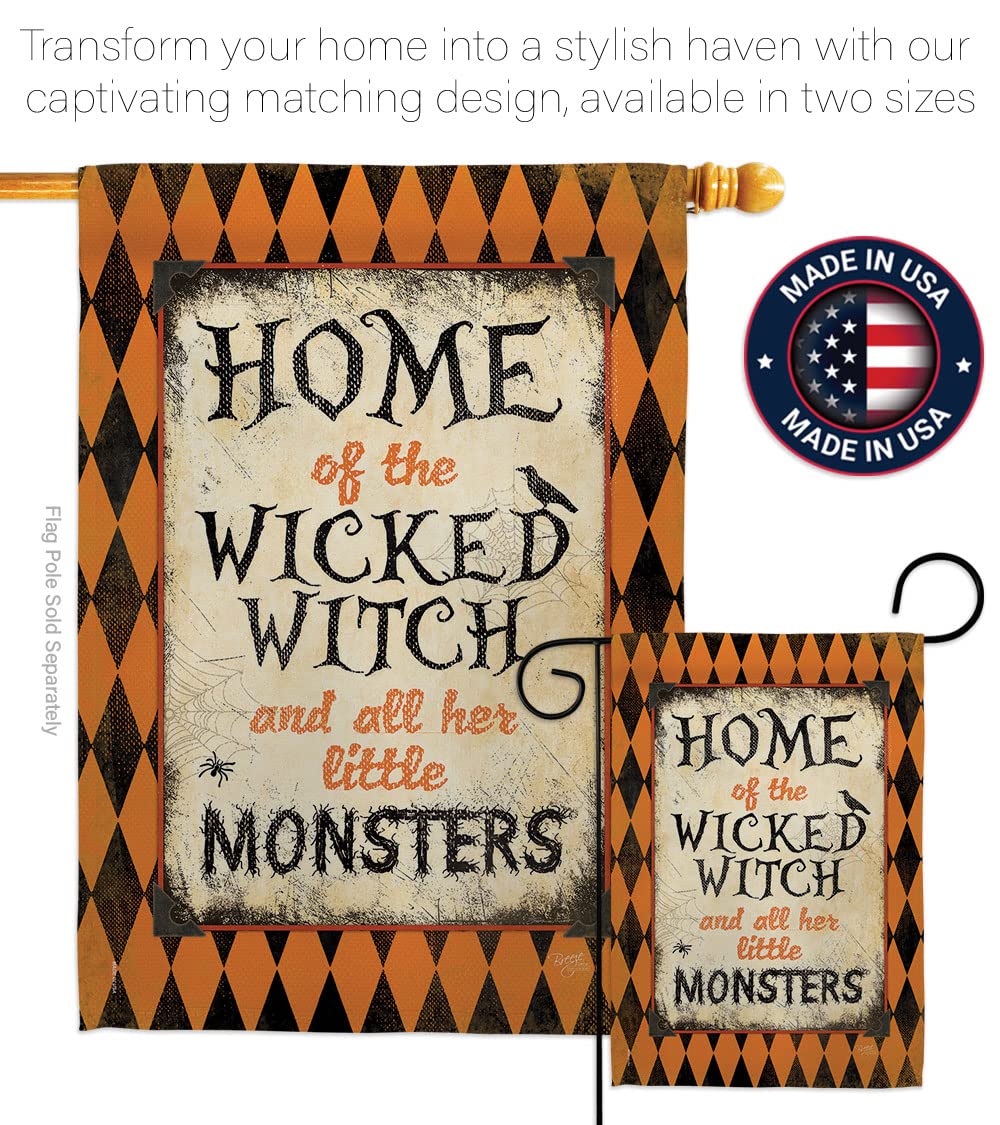 Breeze Decor H112059 Wicked Home Decorative Vertical House Flag 28x40 Inches - Large Outdoor Garden, Porch & Wall Decor for Halloween, Fall Season