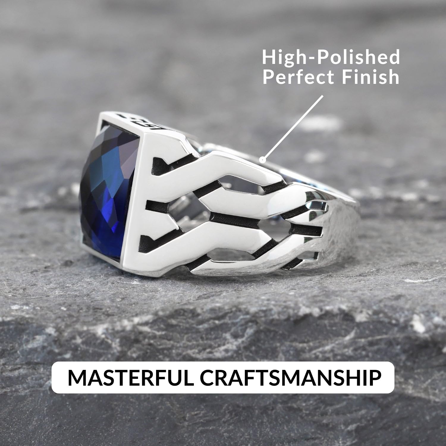 925 Sterling Silver Rings for Men - Onyx, Turquoise & CZ Stone Options | Durable Mens Wedding Band, Fashion Jewelry & Gift for Him | Perfect for Engagements, Anniversaries & Everyday Wear