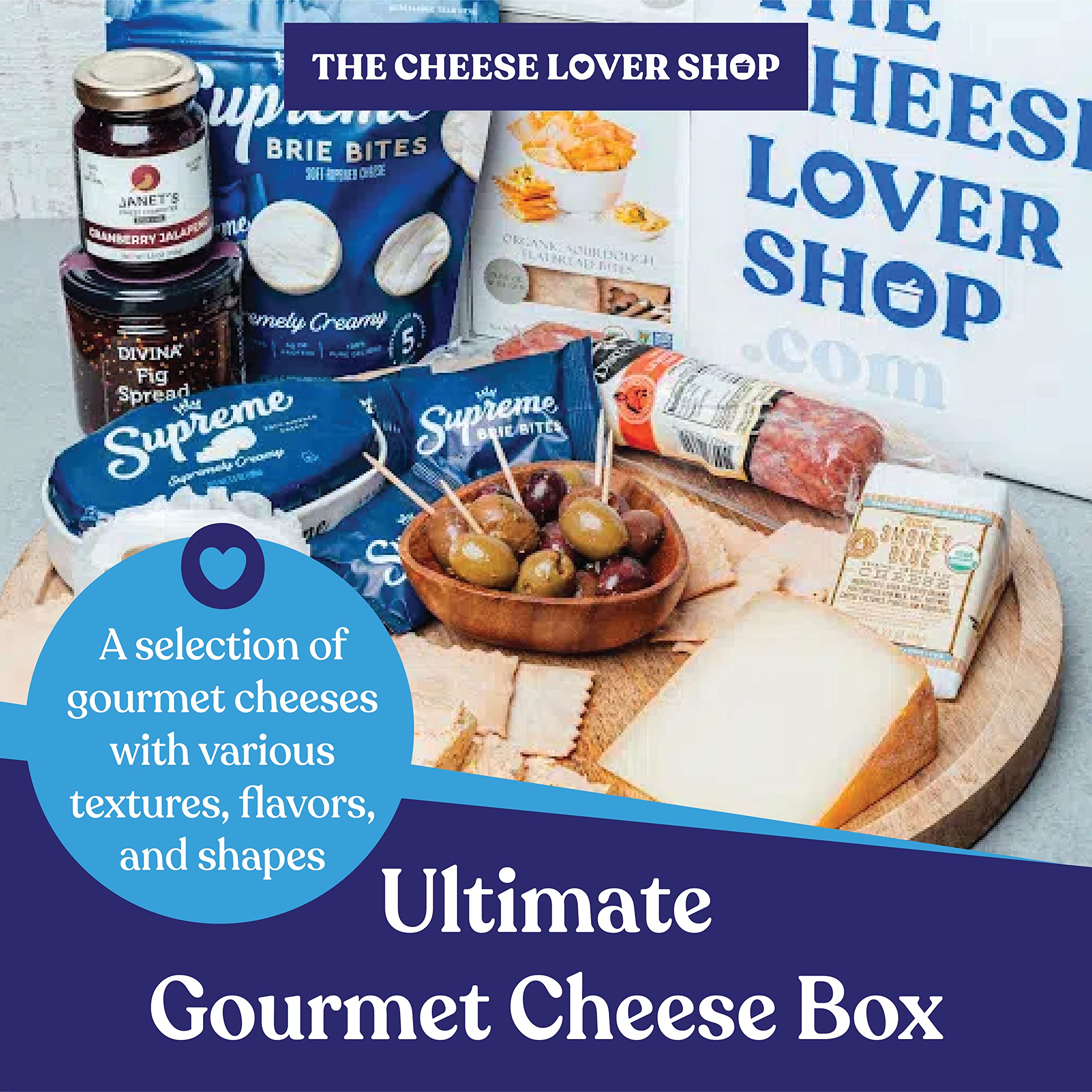 The Cheese Lover Shop Ultimate Box - Premium Cheese Platter with 6 Gourmet Cheeses & 6 Artisanal Accompaniments - Perfect Cheese Sampler Gift Set for Holidays, Parties & Wine Pairings