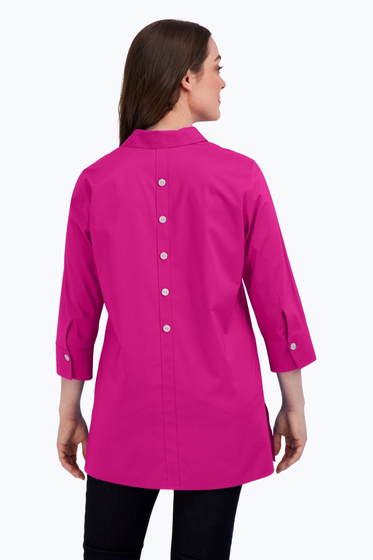 Pamela No Iron Stretch 3/4 Sleeve Tunic Top for Women - Wrinkle-Free Comfort Fit Blouse - Perfect for Office, Travel & Casual Wear
