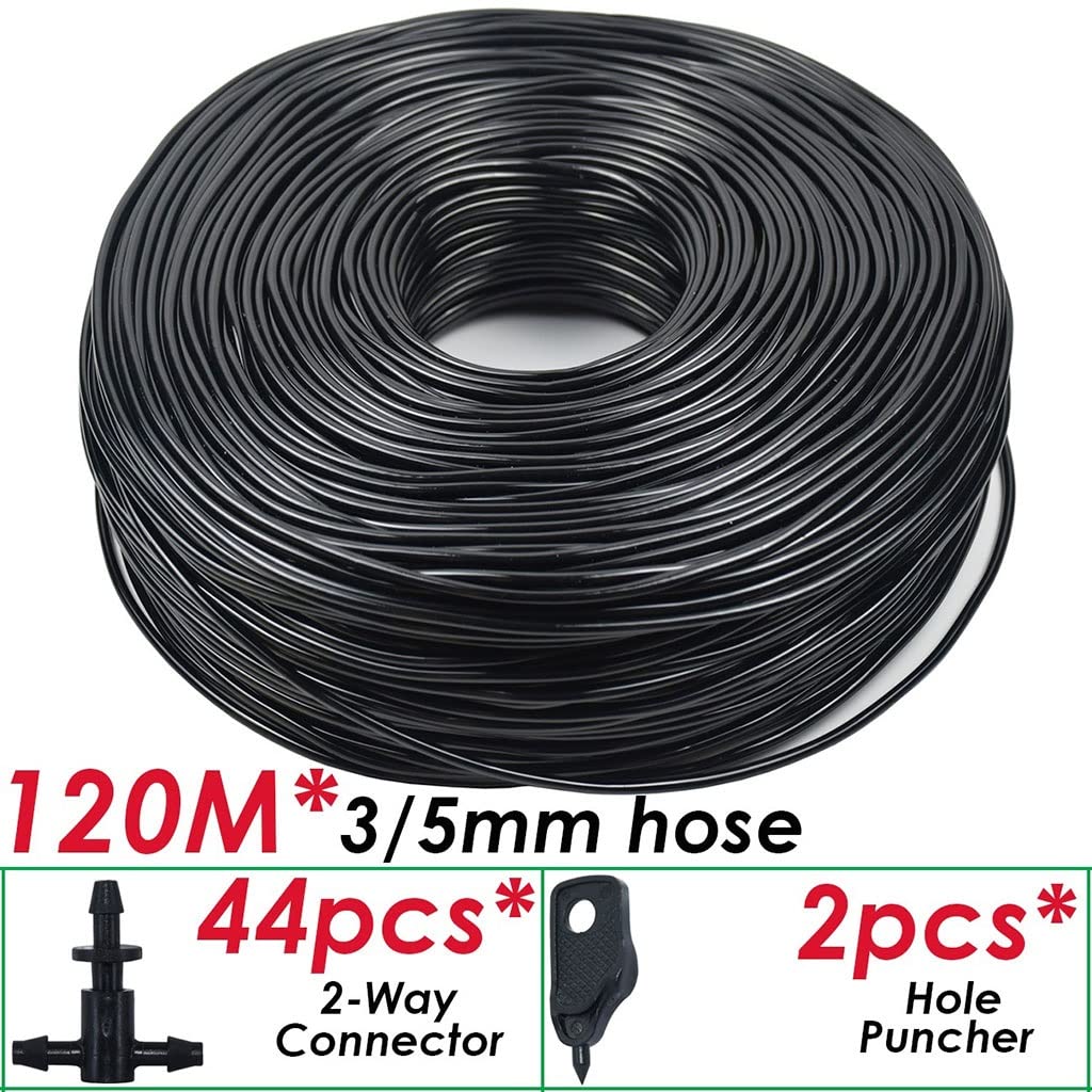 3/5mm PVC Garden Hose Micro Drip Irrigation System with 2-Way Connector & 1/8