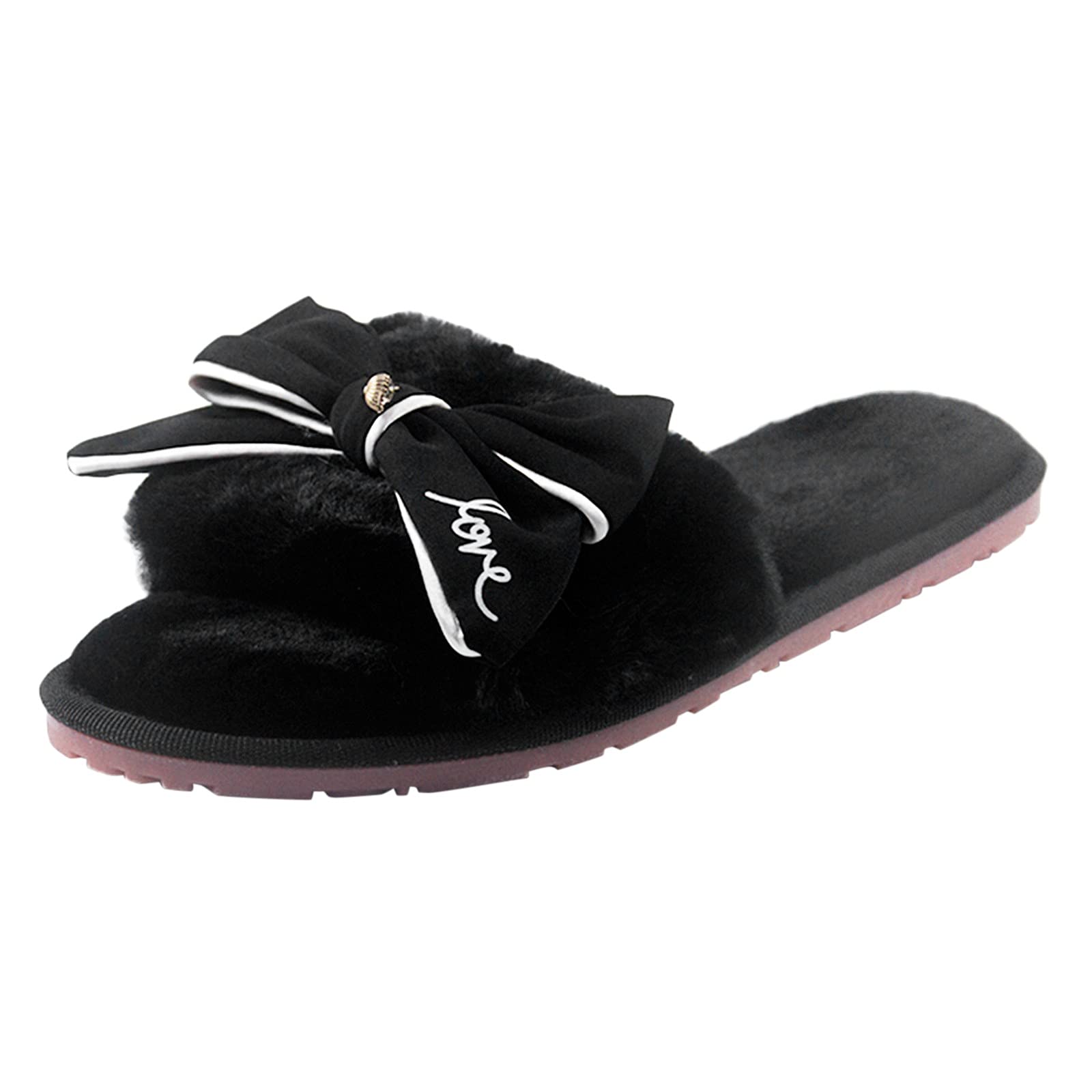 Cozy Women's Furry Slip-On Slippers - Warm Plush Indoor House Shoes with Non-Slip Sole for Home, Lounge & Winter Comfort