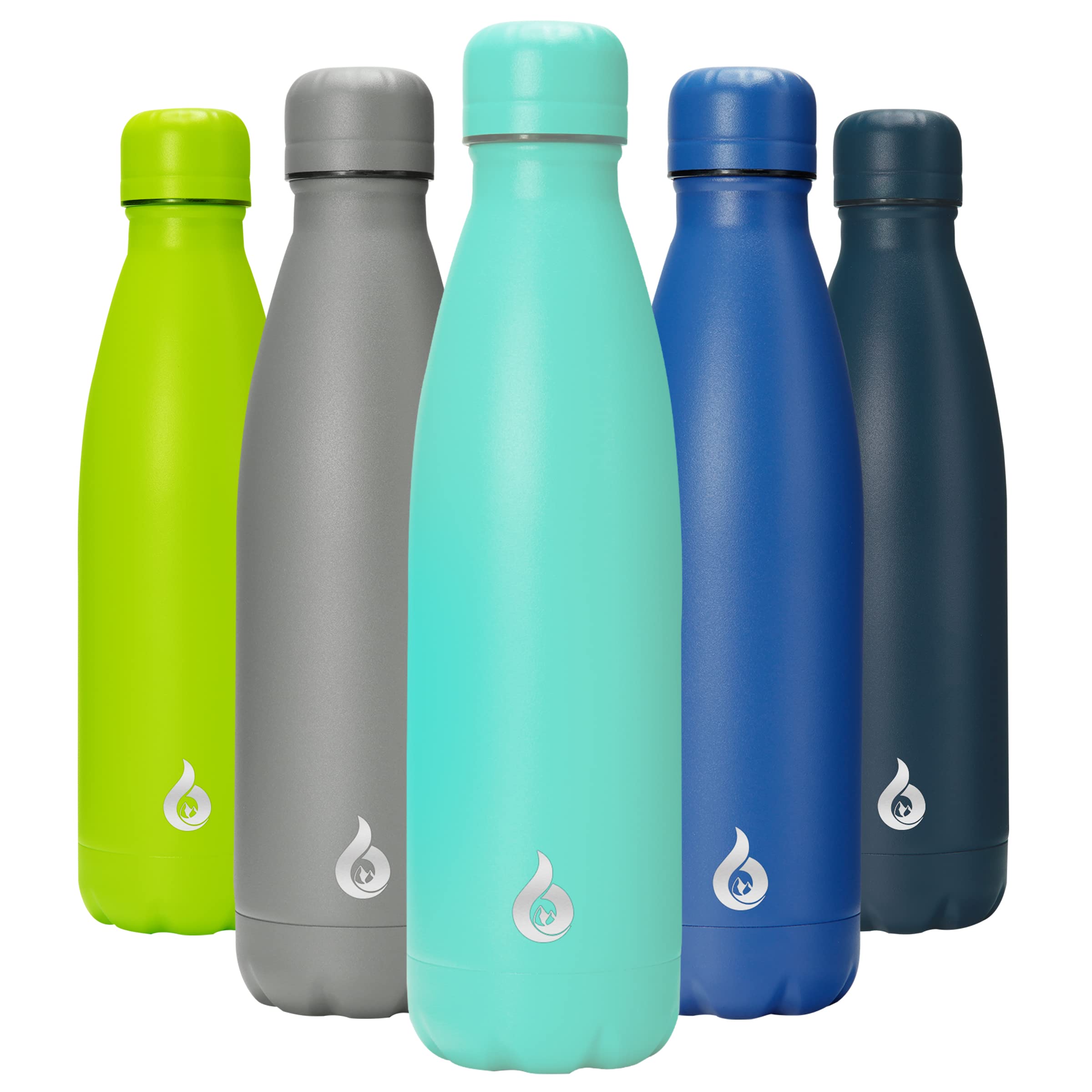 BJPKPK 17oz Stainless Steel Insulated Water Bottle - Leak Proof, Dishwasher Safe, Keeps Drinks Cold/Hot for 24 Hours - Perfect for Travel, Gym, Hiking & Outdoor Activities (Turquoise)