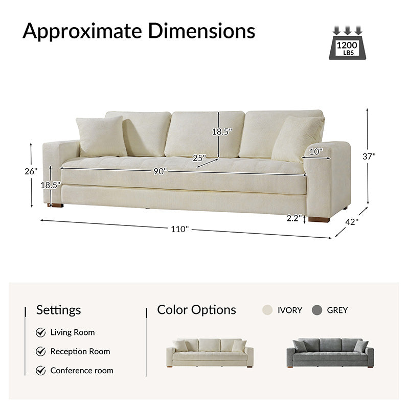 Morgan Large Four Seater Cream Colored Sofa - Luxurious Living Room Furniture for Home & Office Comfort