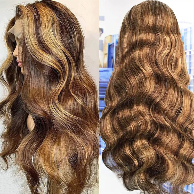 Eullair 28 Inch Body Wave Human Hair Wig with 13x4 Lace Frontal - Natural Wavy Colored Wig for Fall | Affordable & Cost-Effective Choice | Perfect for Daily Wear, Cosplay, and Special Occasions