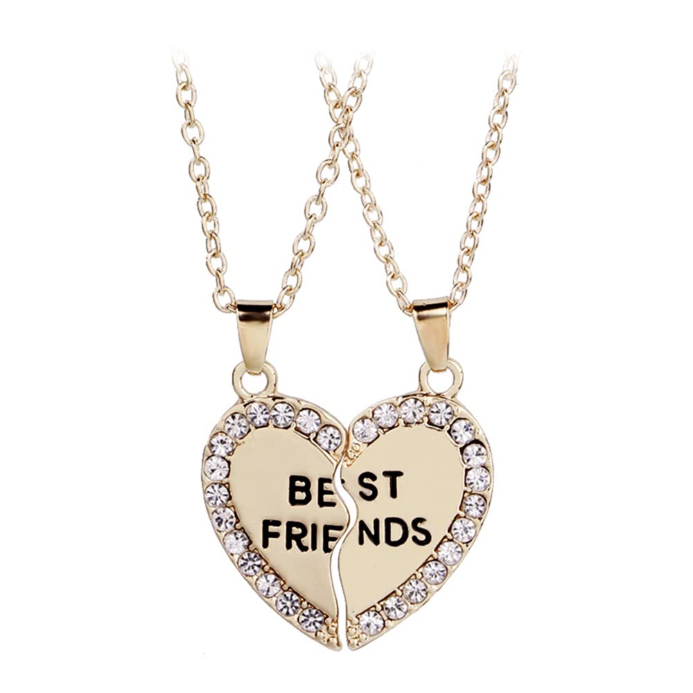 Best Friends Necklace Set for 2 - Matching Half Heart Pendant Necklaces for Women & Girls | BFF Gifts for Besties | Perfect for Birthdays, Anniversaries & Friendship Day Gifts | Wear Together for Special Occasions