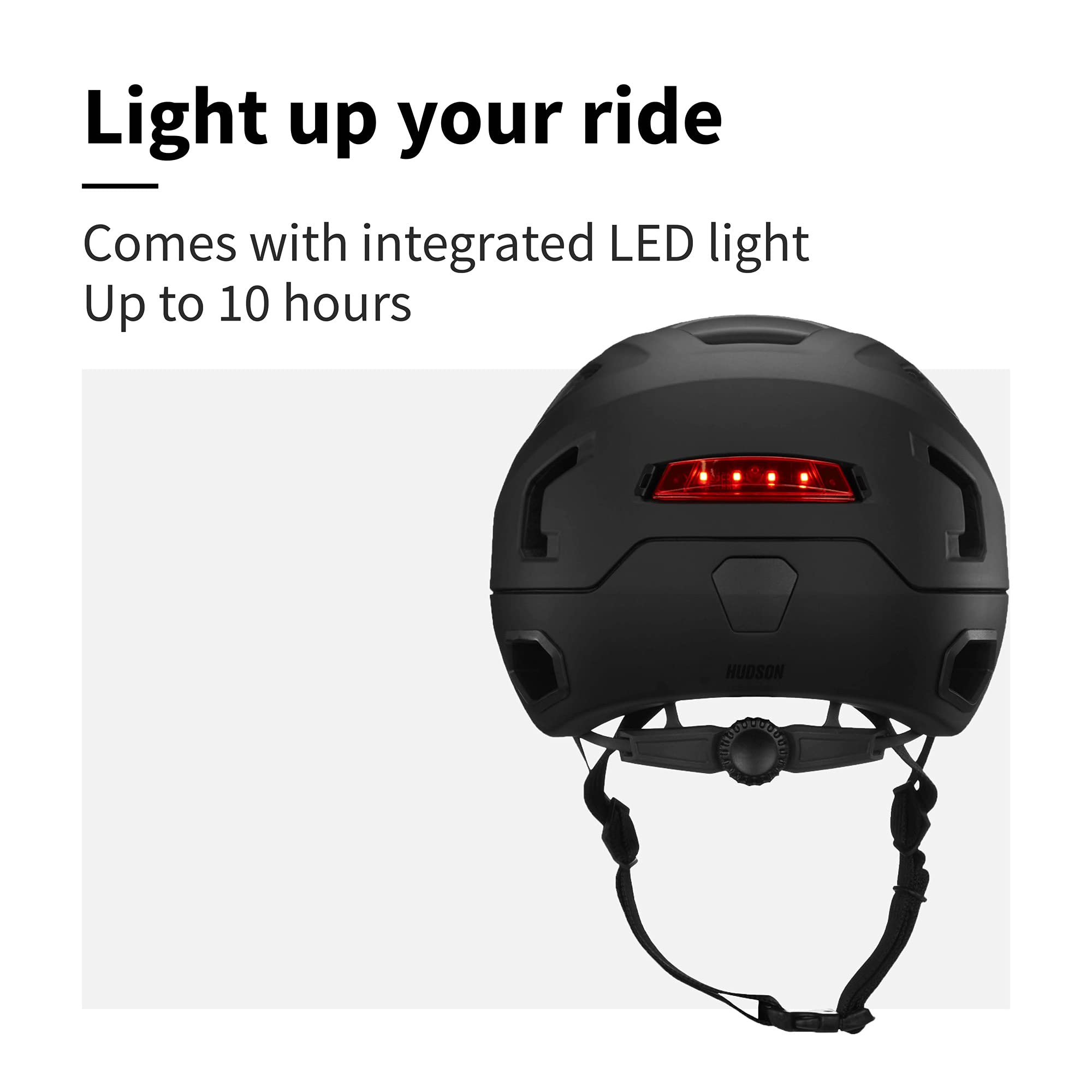 Bern Hudson Commuter Bike Helmet with MIPS Technology – Certified for E-Bikes & Cycling Safety – Integrated LED Rear Light & U-Lock Compatible – Perfect for Urban Commuting, Road Biking & Electric Scooters