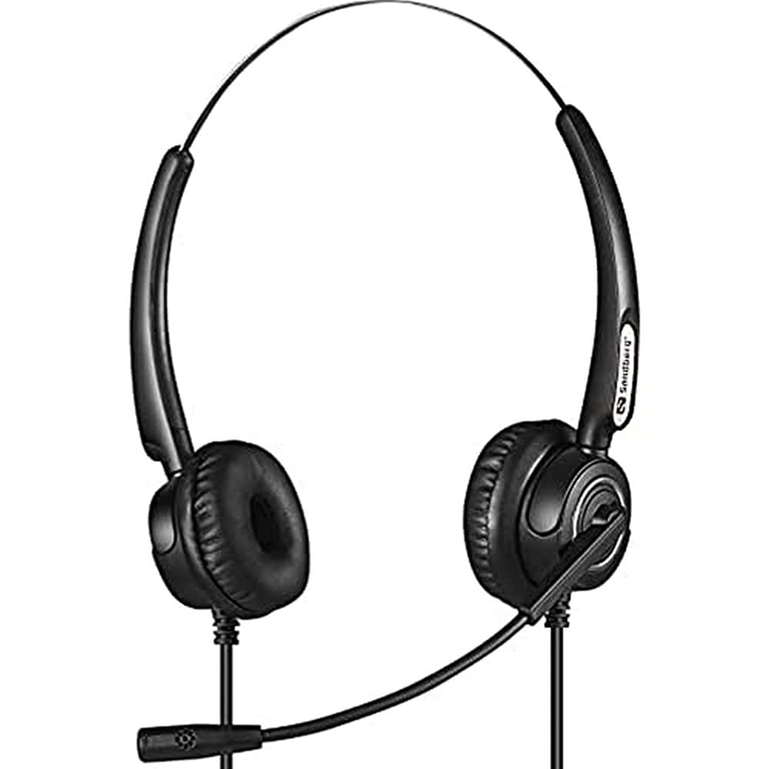 Sandberg USB + RJ11 Headset Pro Stereo - Noise Cancelling Headphones with Microphone for Office, Call Center & Remote Work | Comfortable Over-Ear Design for Long Hours Use