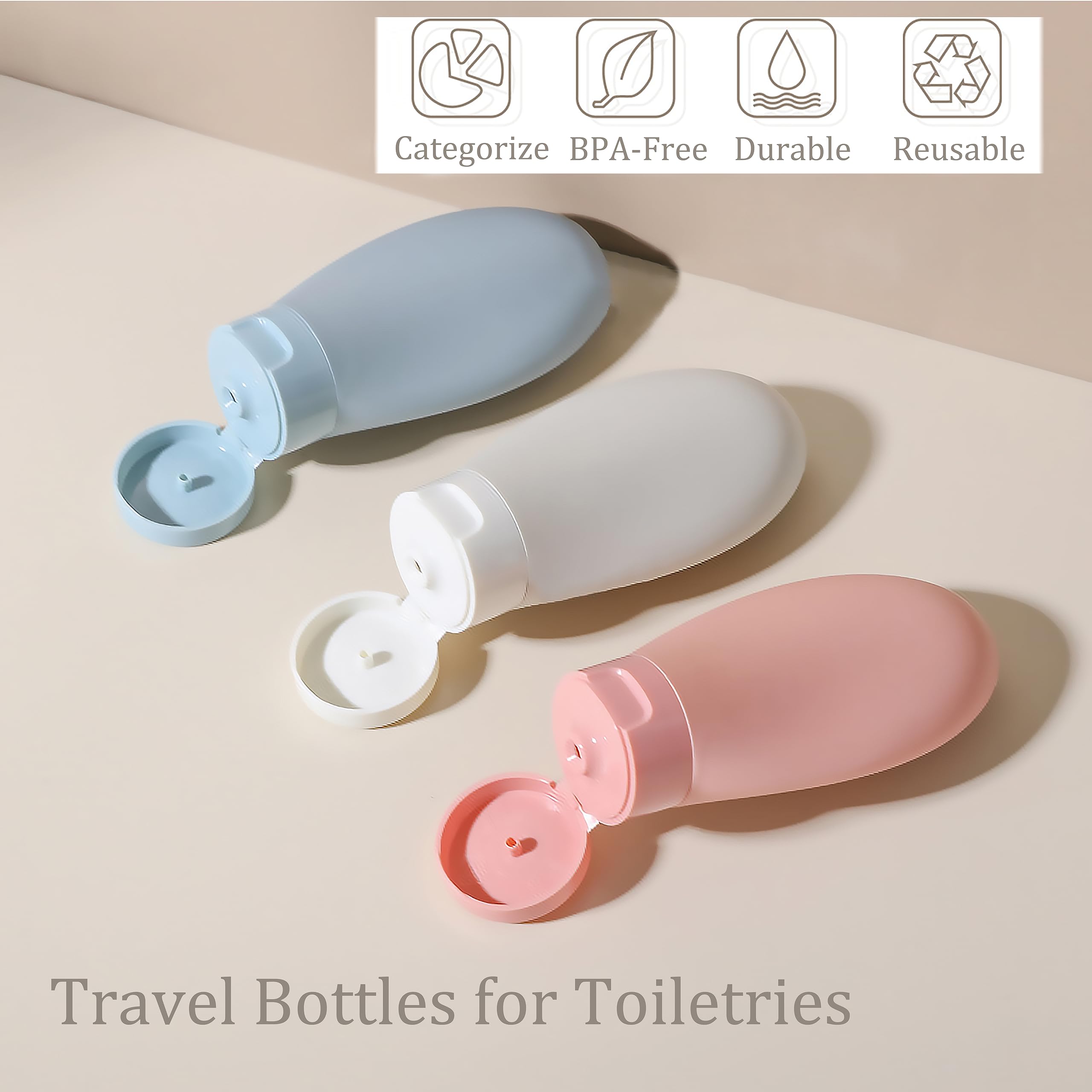 2oz Travel Size Bottles for Toiletries - TSA Approved Leak Proof Refillable Containers for Shampoo, Conditioner & Lotion | BPA Free Mini Travel Bottles for Airplane, Gym & Vacation Essentials