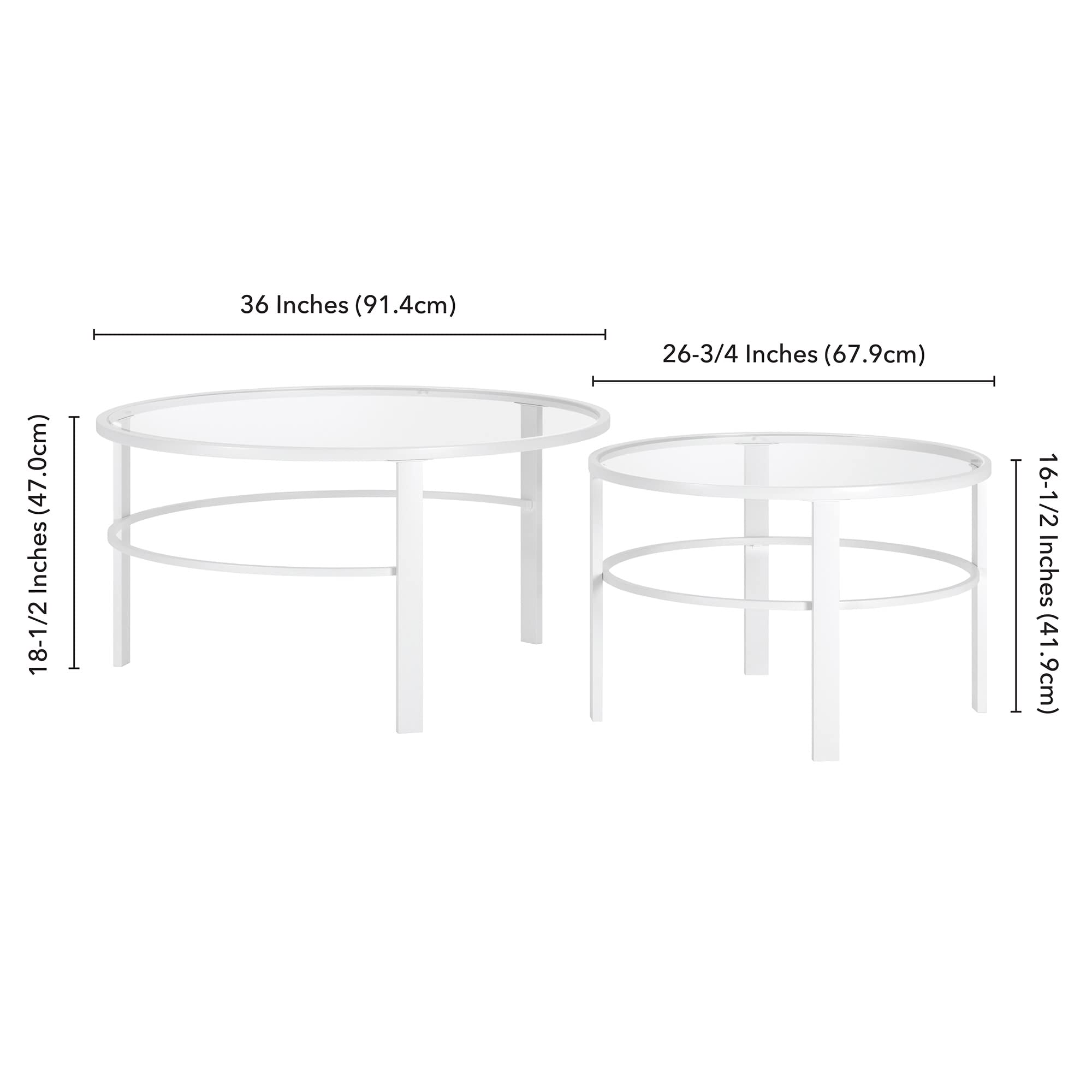 Henn&Hart White Round Nested Coffee Table - 36