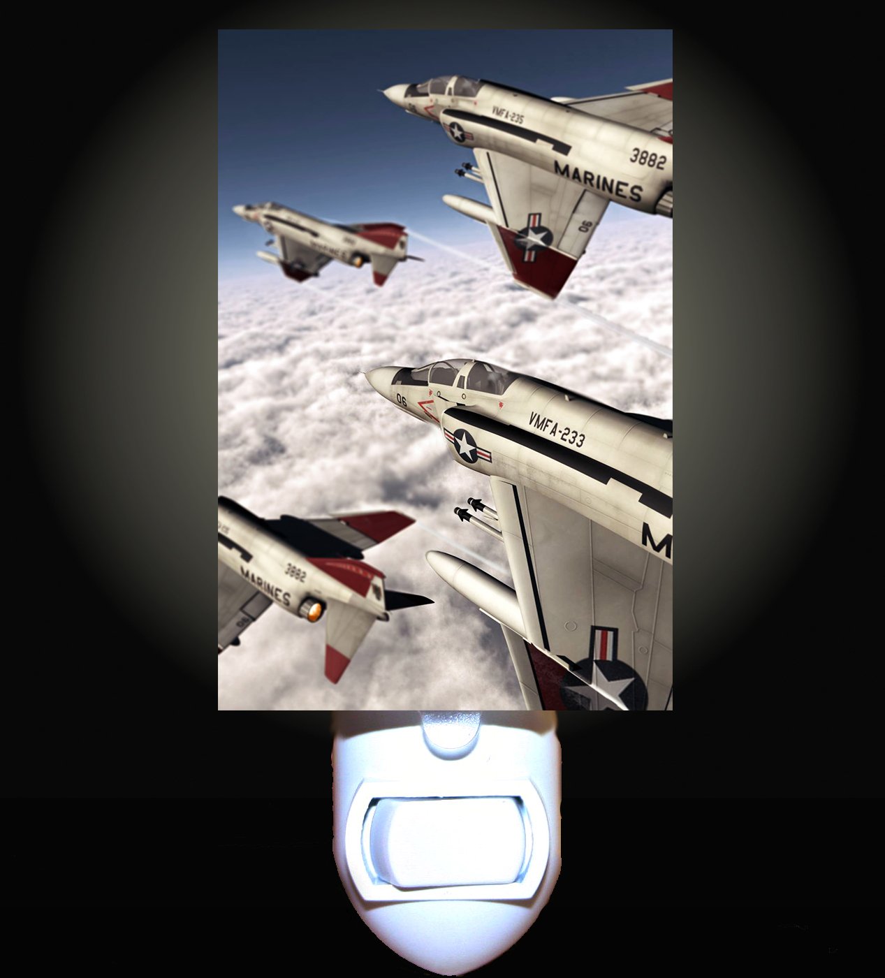 Fighter Jets LED Night Light for Kids Room Decor - Cool Airplane Themed Nightlight for Bedroom, Nursery & Home Decor