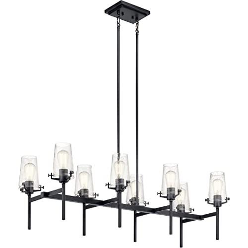 Kichler Alton 46-Inch 10-Light Black Linear Chandelier - Modern Dining Room Lighting Fixture for Kitchen Island, Entryway & Living Room