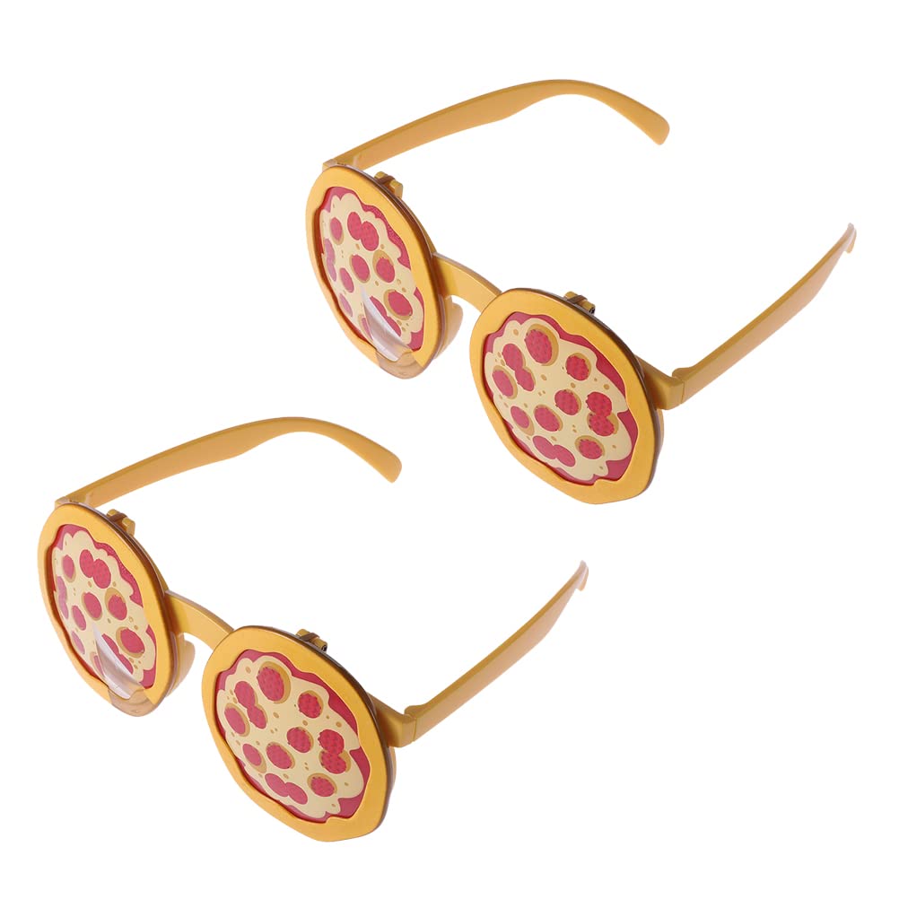 2pcs Funny Pizza Glasses - Creative Party Eyewear for Cosplay, Halloween & Christmas Costume Accessories - Perfect for Themed Parties, Photo Booths & Festive Decorations