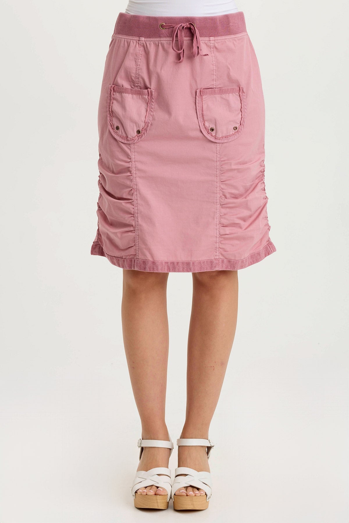 Tozie Poplin Ruched Panel Drawstring Mini Skirt - Women's Casual Summer Skirt with Adjustable Waist | Perfect for Beach, Vacation & Date Night Outfits