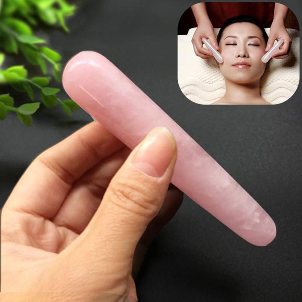 Rose Quartz Gua Sha Scraping Massage Tool - Handmade Natural Column Shaped Gua Sha Board for Skin Care & Muscle Relaxation - Perfect for Facial Treatment, Body Massage & Stress Relief at Home or Spa