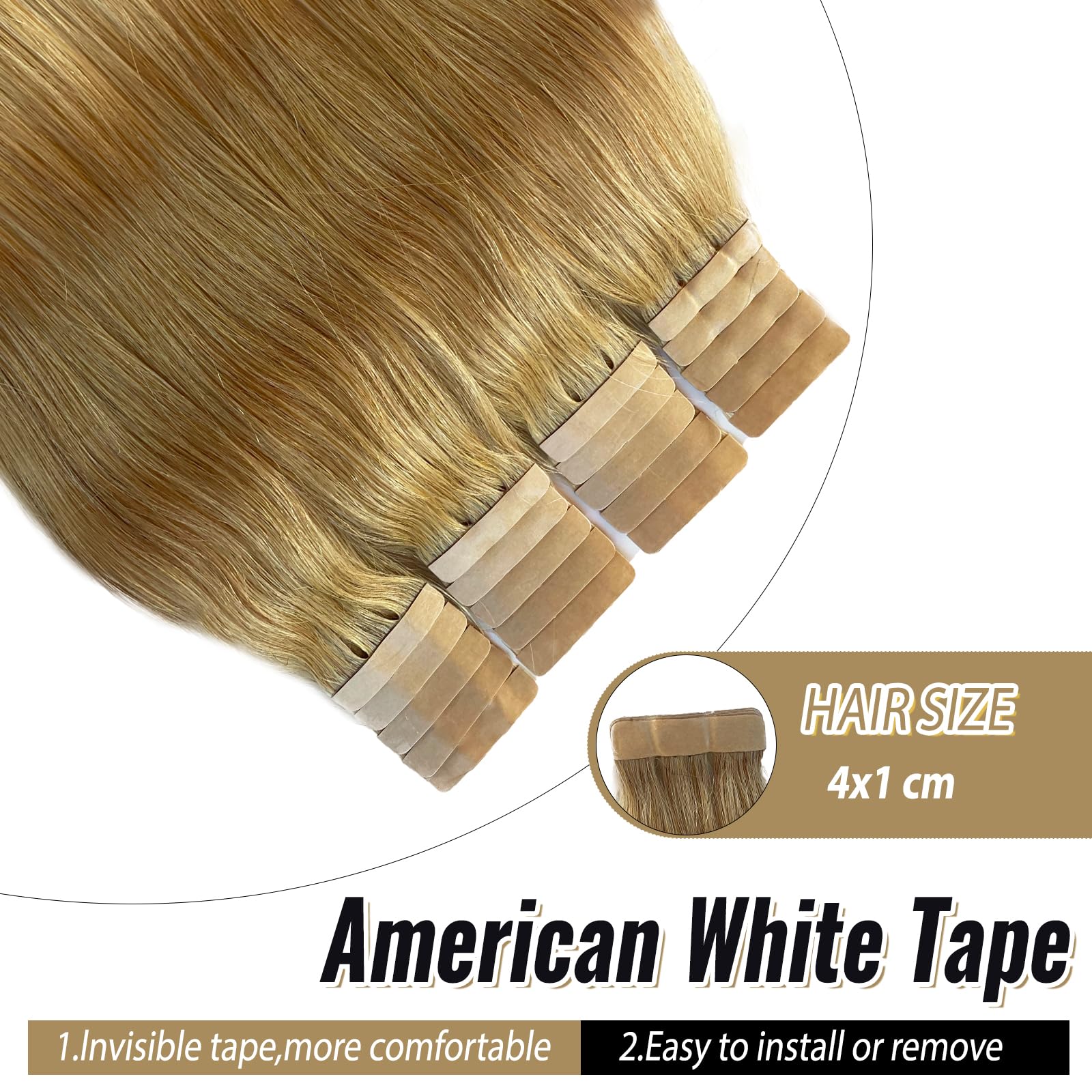 20pcs 70g Strawberry Blonde Tape-in Human Hair Extensions - 24 Inch Silky Straight Real Hair Weft for Seamless Blending & Styling | Perfect for Daily Wear, Parties & Special Occasions
