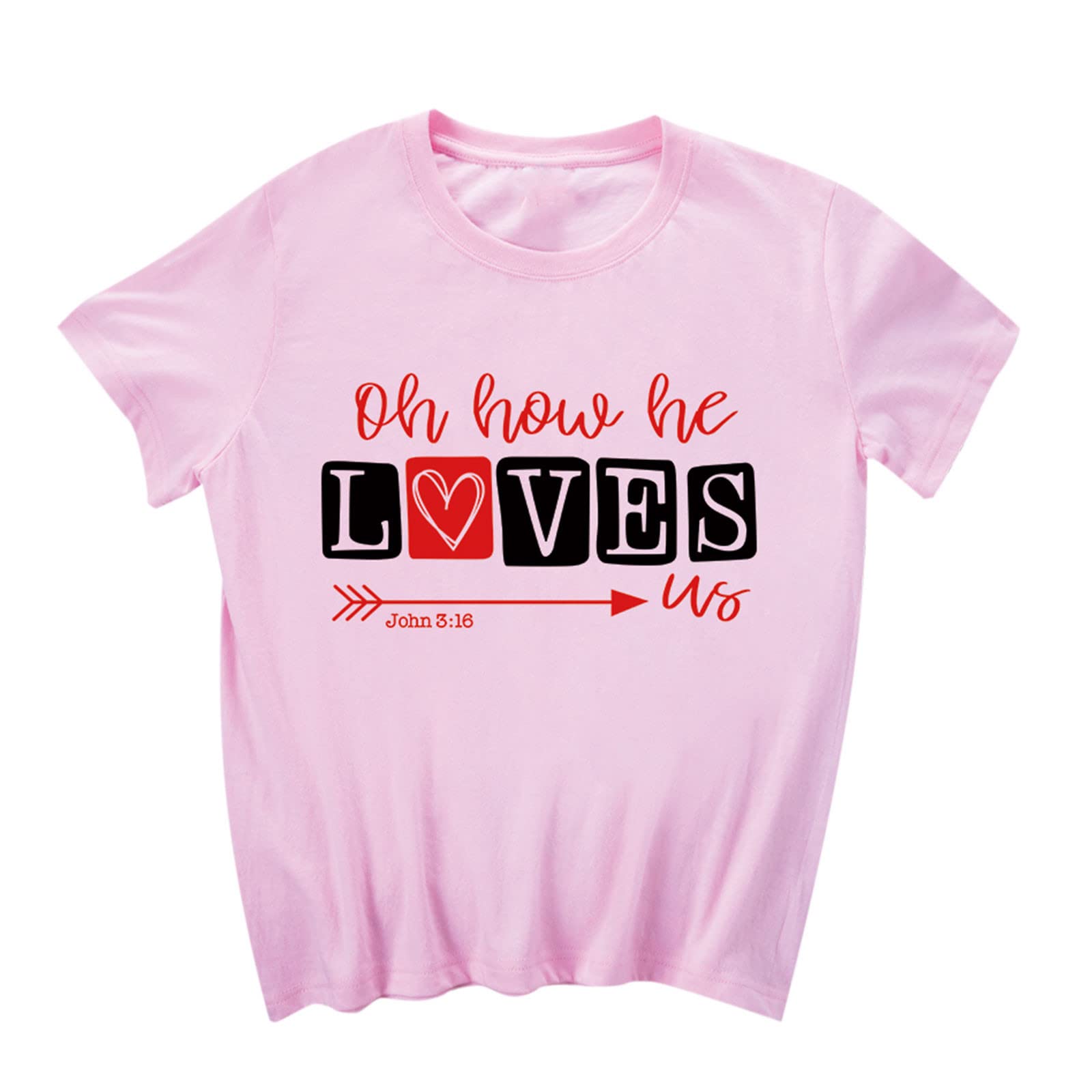 Valentine's Day Women's Love Print Short Sleeve Blouse - Romantic Couple T-Shirt with Round Neck for Dating & Gifts | Perfect for Valentine's Dates, Anniversaries and Romantic Outfits