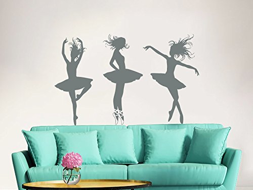 Ballerina Wall Decals - Vinyl Stickers for Girls Room, Nursery & Dance Studio - Ballet Dancer Gymnastics Sport Jump Decor - Perfect Gift for Kids & Children - Bedroom Murals & Wall Art for Dance Lovers
