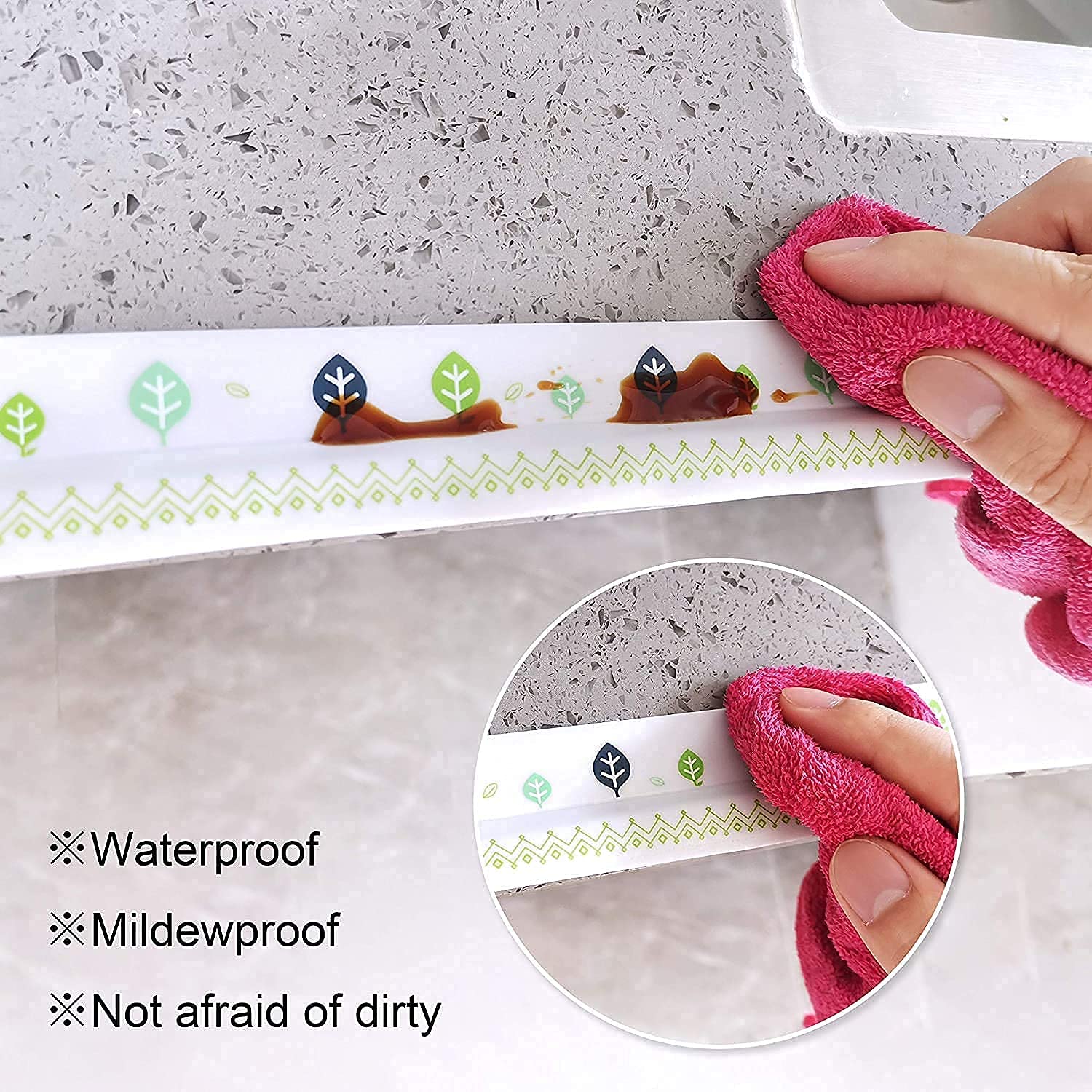 TOPHAVEN Waterproof Silicone Caulk Strip - Self-Adhesive PVC Sealing Tape for Kitchen, Bathroom, Bathtub, Sink & Floor Edges - Wall & Edge Protection (1 Pack) - Perfect for Home Repairs & Waterproofing Projects