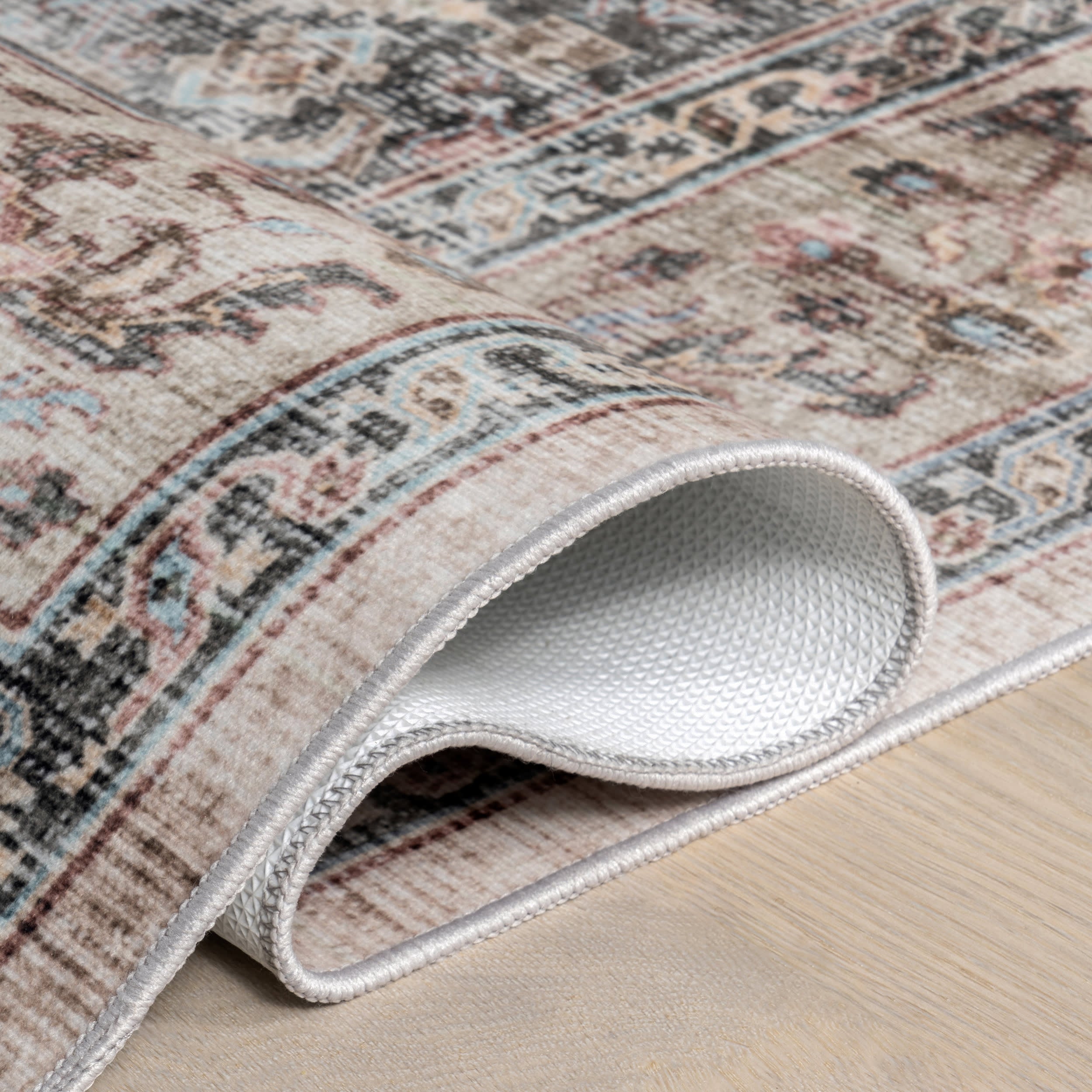 Sage Green Cedar Medallion Washable Rug - Soft & Durable Indoor/Outdoor Area Rug for Living Room, Bedroom, Patio