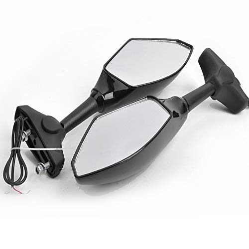 Gloss Black LED Turn Signal Rear View Mirrors (2pcs) - Compatible with Yamaha YZF R1 R6 FZ1 FZ6 600R R3 - Enhanced Visibility & Safety for Night Riding & Urban Commuting
