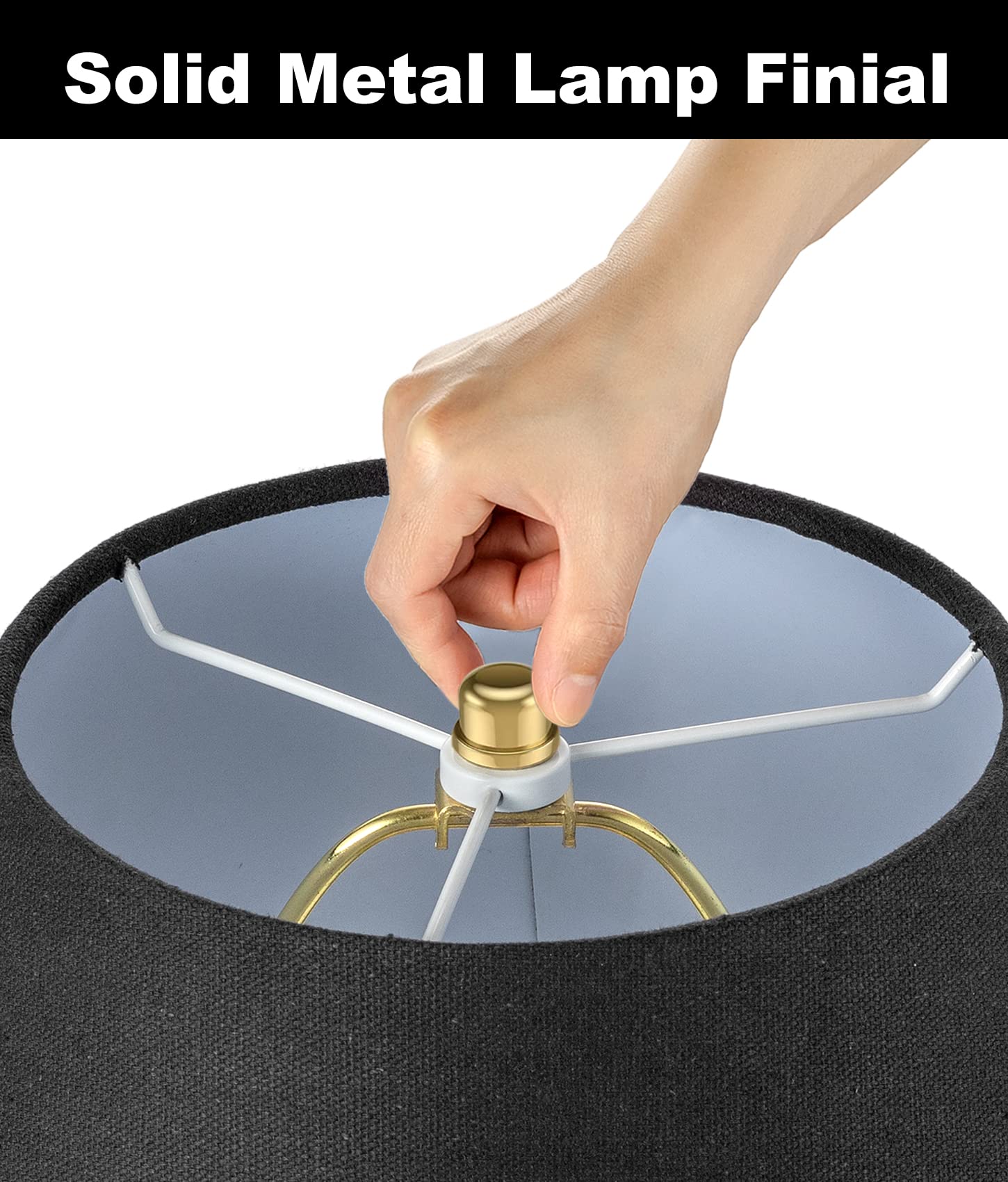 7 Inch Detachable Lamp Shade Harp Holder - Heavy Duty 2-Pack Set with 3/8 Standard Saddle & Finial - Polished Brass for Table & Floor Lamps - Perfect for Living Room, Bedroom, Office Lighting Decor
