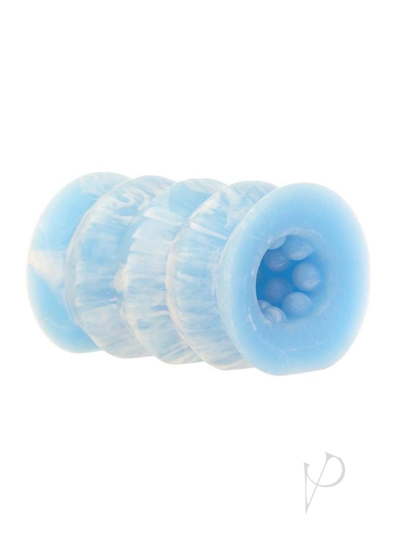 Glow in The Dark Silicone Masturbation Sleeve - Blue & White | Realistic Textured Male Pleasure Toy for Solo Play & Couples Use